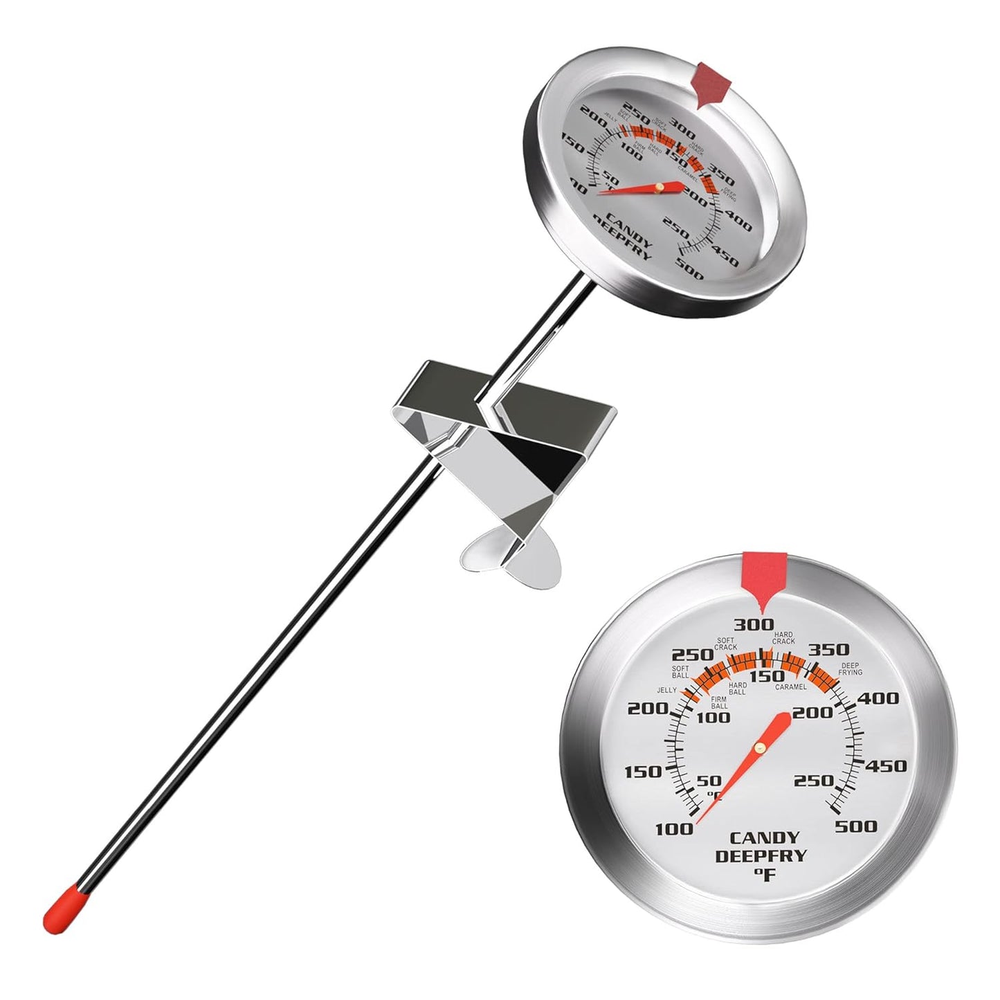 Skiennix Candy Thermometer - 2 Inch Large Dial & 9 Inch Stainless Steel Probe | Perfect for Frying & Confectionery