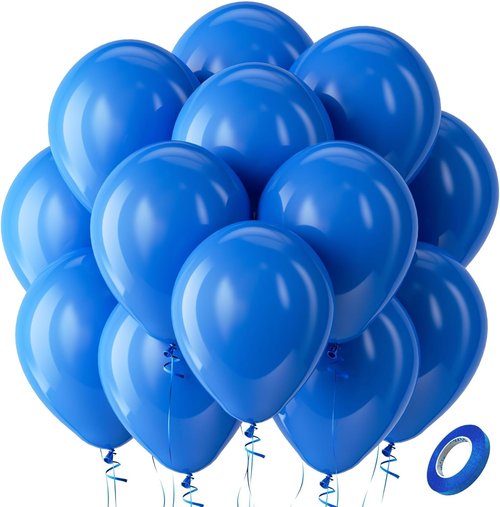 Bezente Royal Blue Latex Party Balloons - 100 Pack of 12-Inch Matte Balloons for Graduation & Weddings