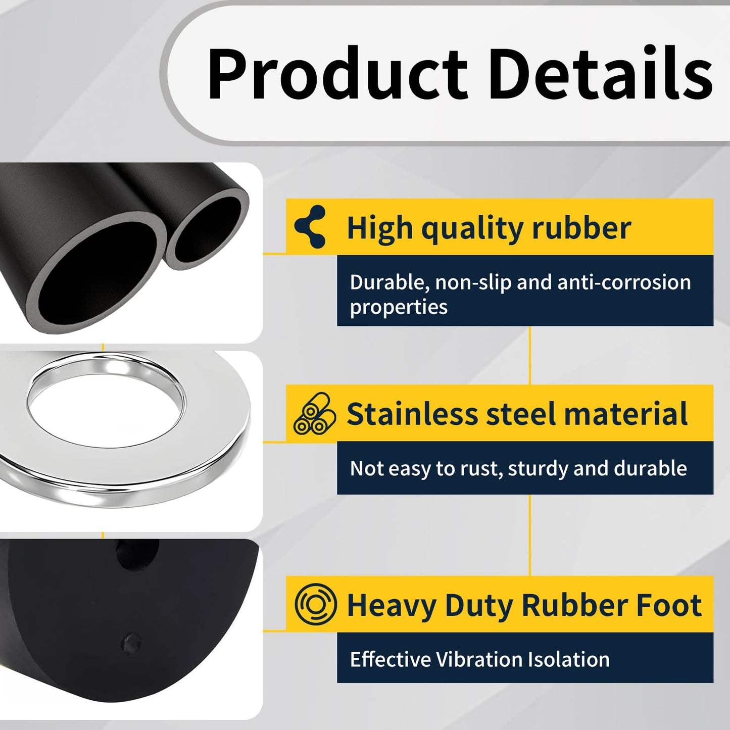 2-Pack Heavy Duty Anti Vibration Rubber Foot for Generators, Pressure Washers, Compressors, Air Compressors, Trailers, Generator Rubber Foot Pads, Thick 1 x 2.5 Inch