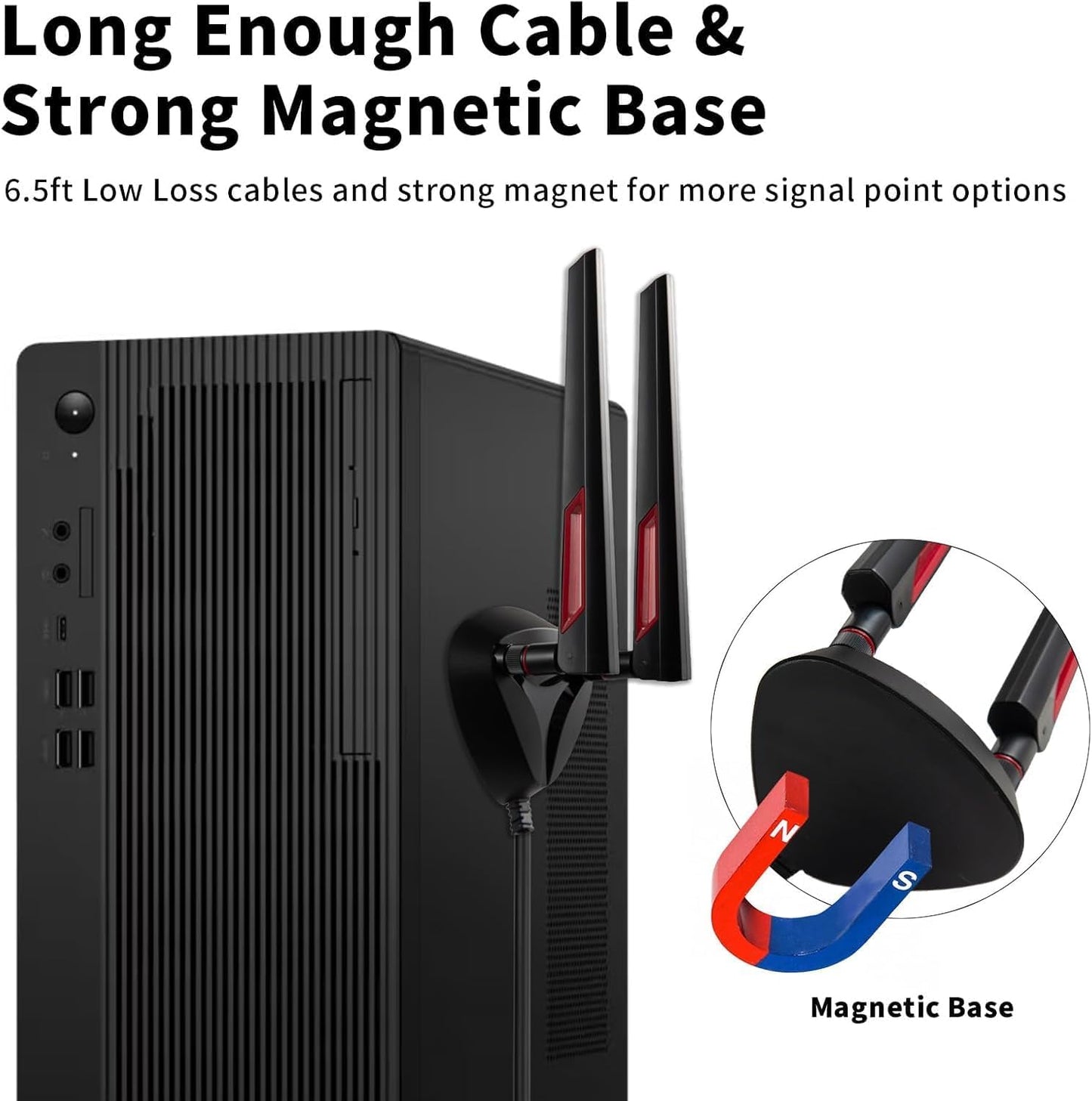 eifagur 7 9dBi 7 WiFi Antenna Magnetic Base Antenna with RP-SMA Male Connector for WiFi Router PC Desktop Computer