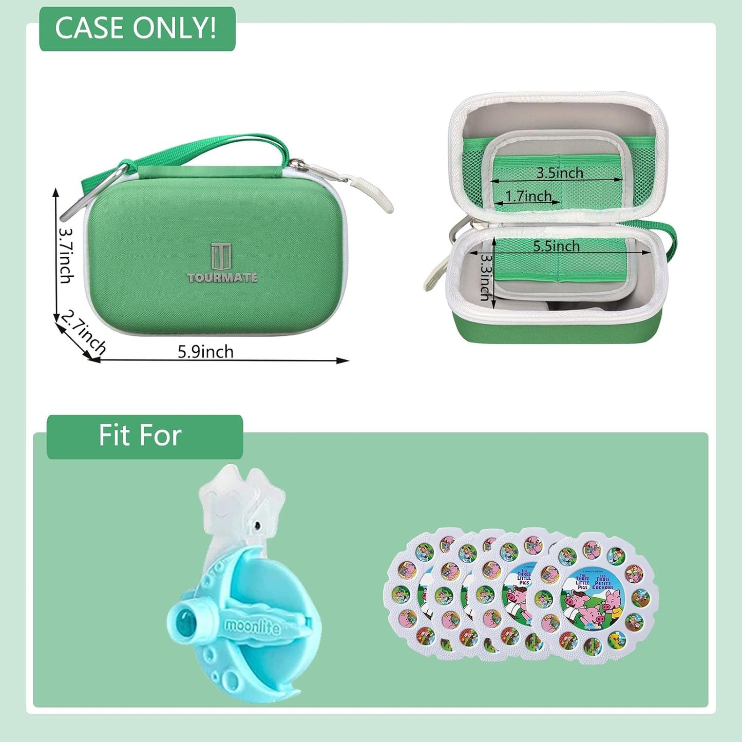 Tourmate Hard Case Compatible for Moonlite Mini Projector and Story Reels, Storybook Projector Protective Storage