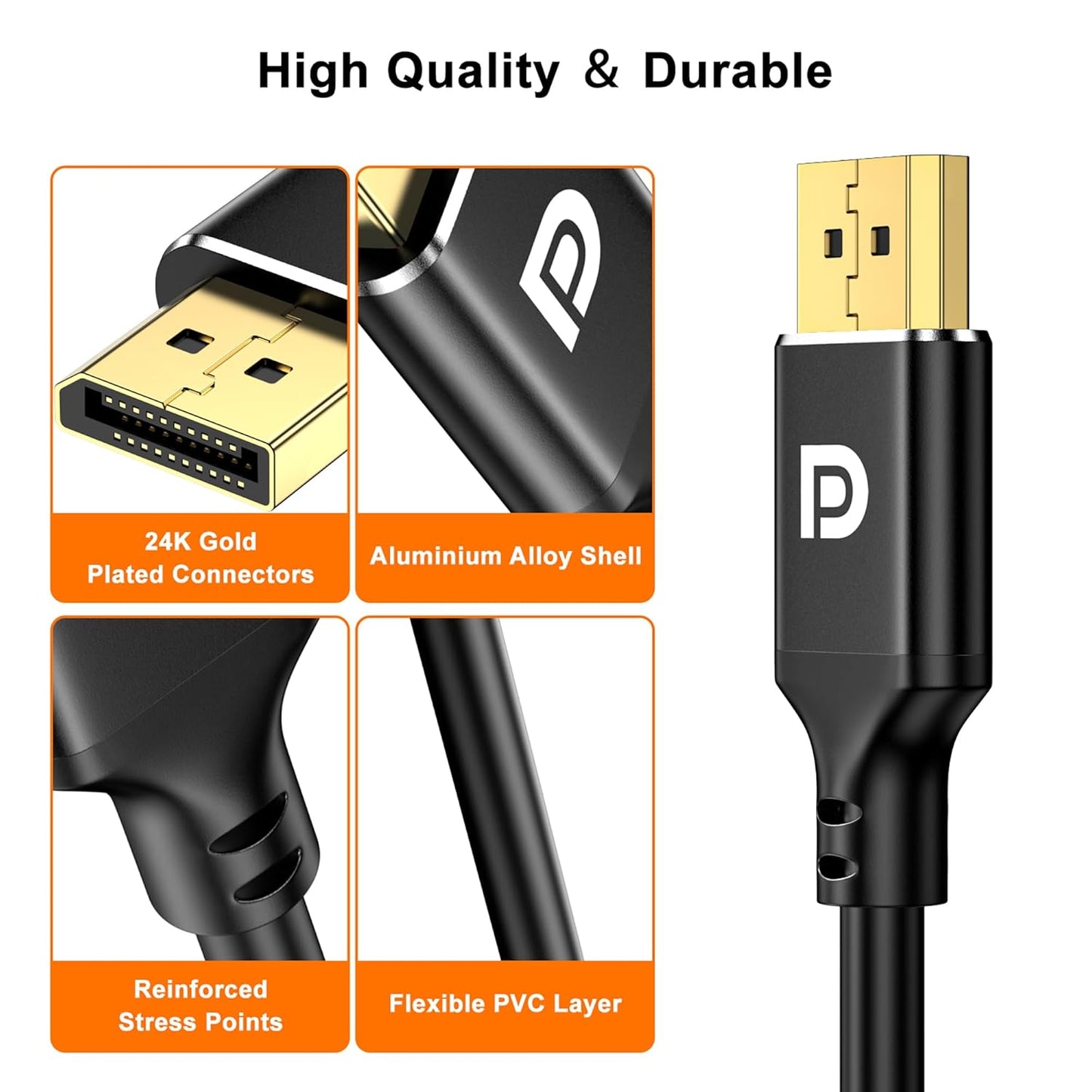 kanmis 4K 3FT, 4K@30Hz, 2K@60Hz, 1080P 1.2 1.4 DisplayPort to HDMI Cable Full HD, Uni-Directional DP Computer to HDMI