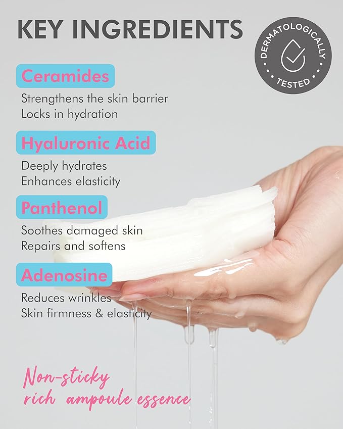 DERMAL Seoul Face Ceramide 3X Daily Quick Mask 36 Sheet ??Korean Skincare Vegan Tencel Facial Masks - Intensive Moisturizing, Elasticity Mask Sheets with Hyaluronic Acid, Panthenol, Adenosine