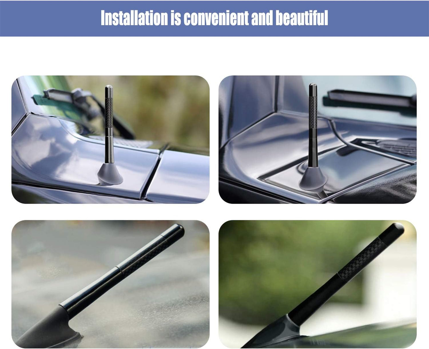 Tecreddy 4.7 inch Short Car Antenna Mast Carbon Fiber Truck Vehicle Replacement Antenna Compatible with Ford, Dodge