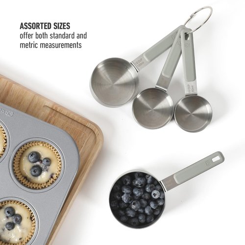 Calphalon Prime 4 Piece Stainless Steel Measuring Cups W/Taupe Silicone Handles