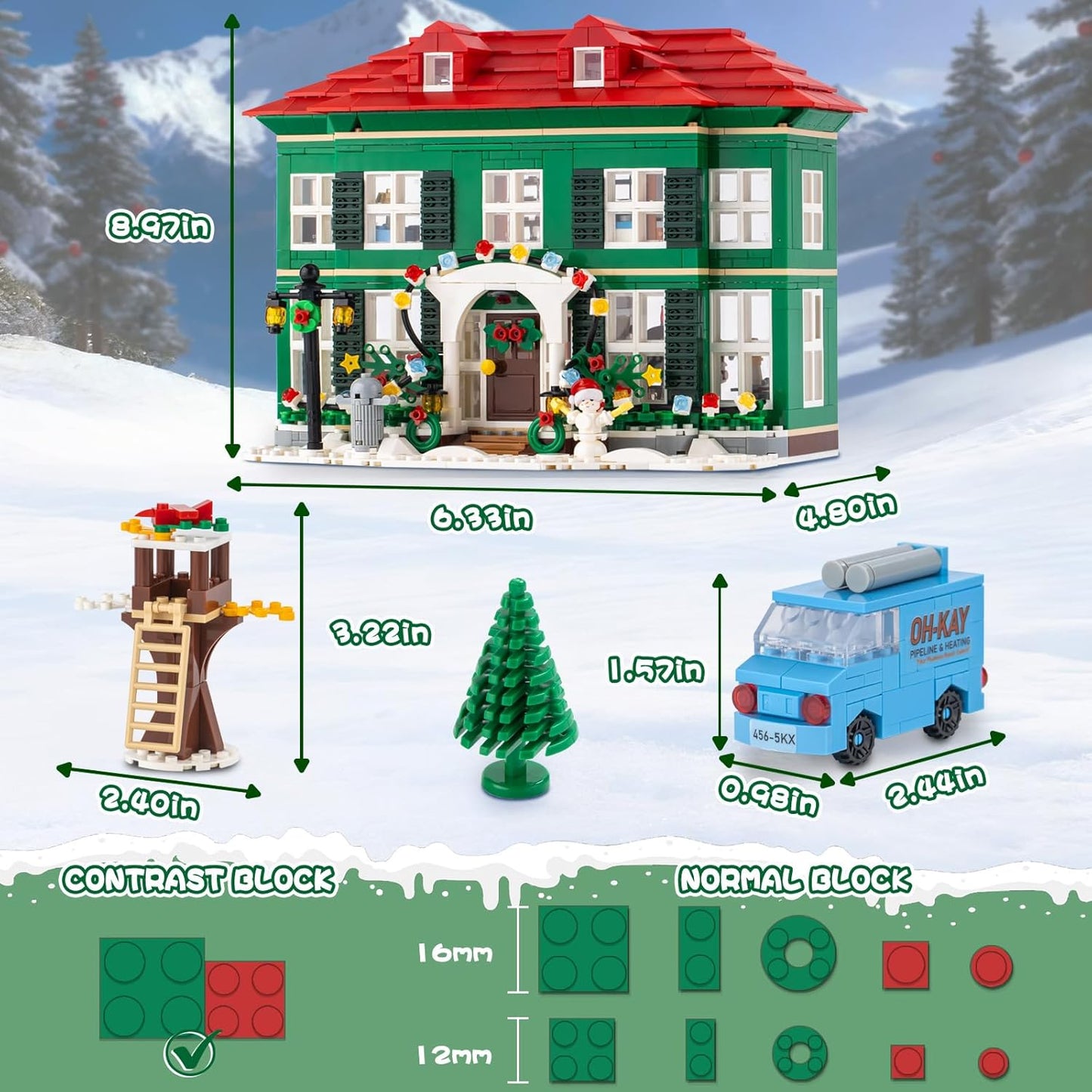 Skiennix Christmas House Building Set - 1187PCS Holiday Kit with Lights for Adults & Movie Fans
