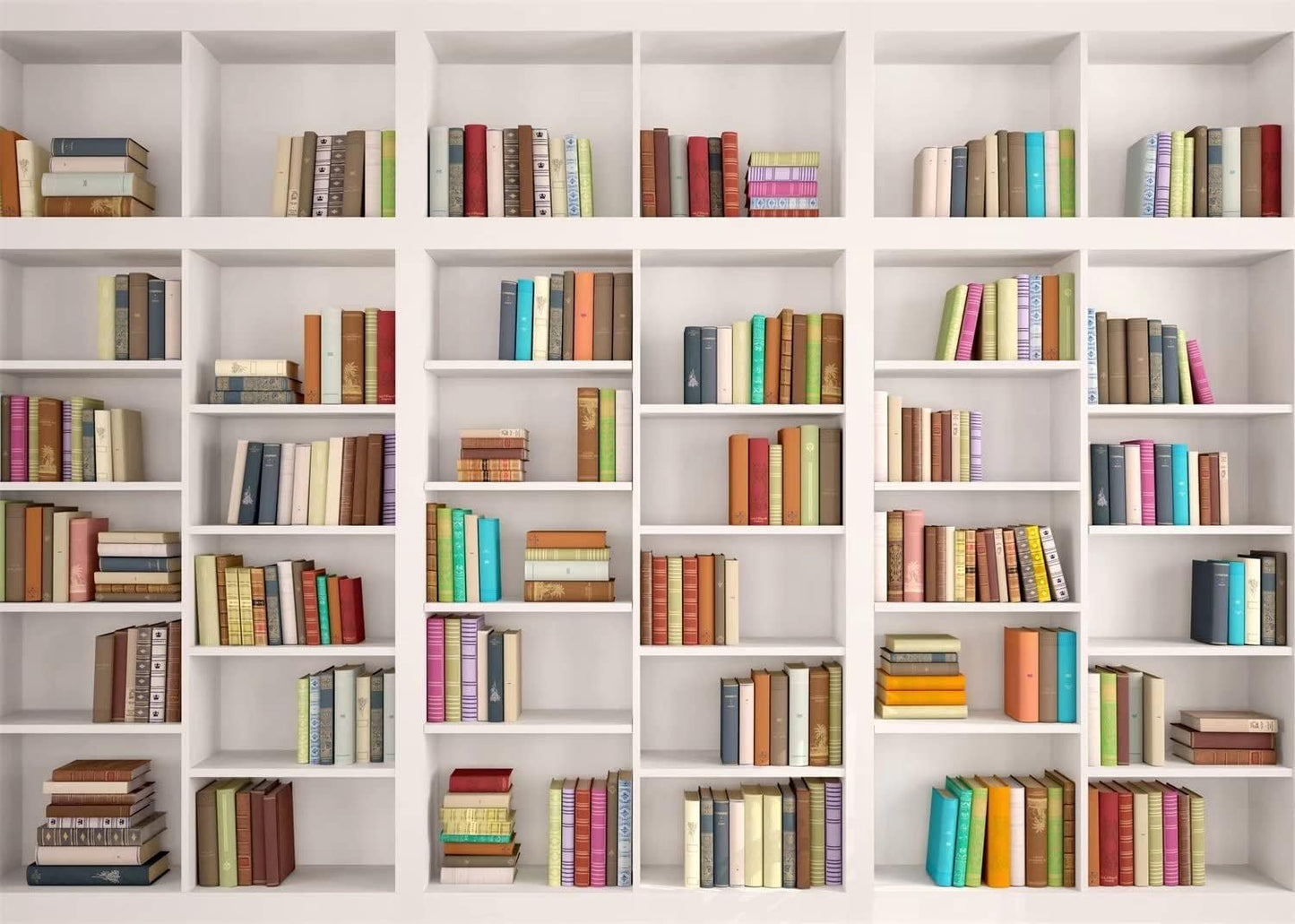 BELECO 5x3ft Telecommuting Fabric White Modern Bookshelf Backdrop Bookcase Photo Backdrops Office Backdrop for Video