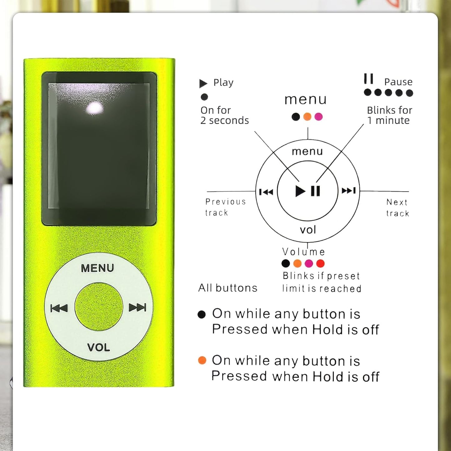 Flylin MP3 MP3 Player,1.8 Inch Player,Portable Multifunctional Digital Music LCD Music-Player with Earphone,Build