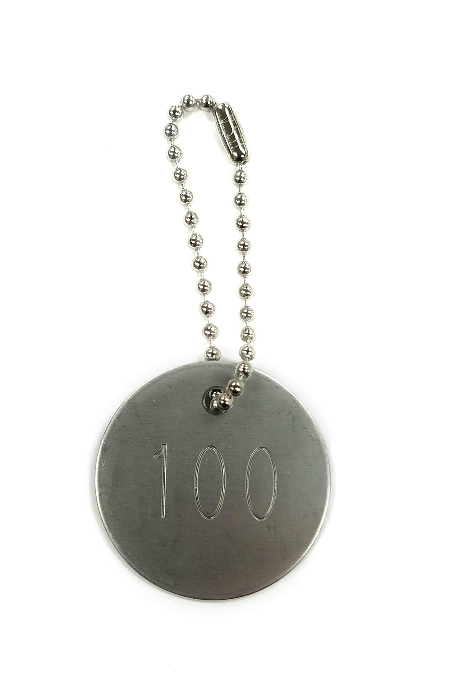 Stainless Steel Tags, Numbered 001-100, 1.25" Round