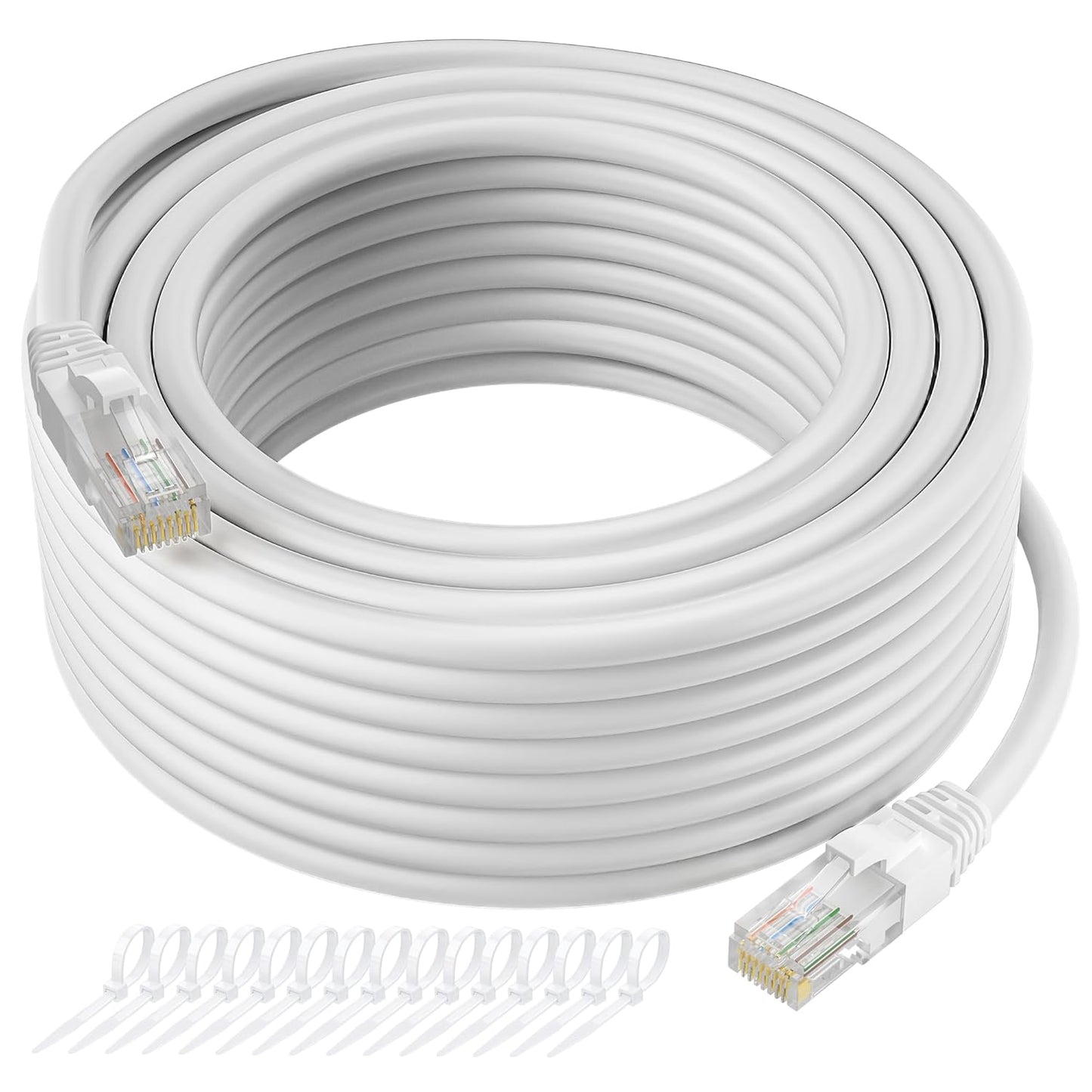 Cat5e 300 5e RJ45 PS5 15 Ethernet Cable FT, Long Cat Internet Cable, White Snagless Patch Cord, Flexible, Network, LAN