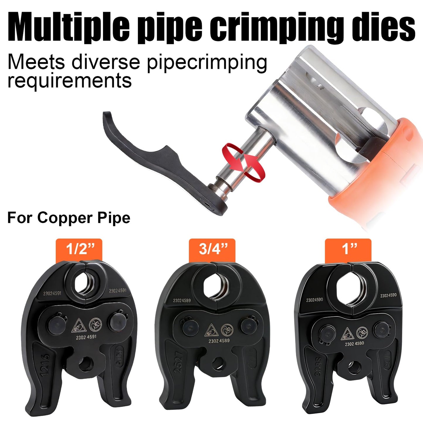 HZLZRZ Pro Press Tool with 1/2", 3/4", 1"Pro Press Copper Crimper Tool with 12-Ton Hydraulic Power, Apply US Standard Copper Pipe or Stainless Steel Tube, Suitable for Plumber