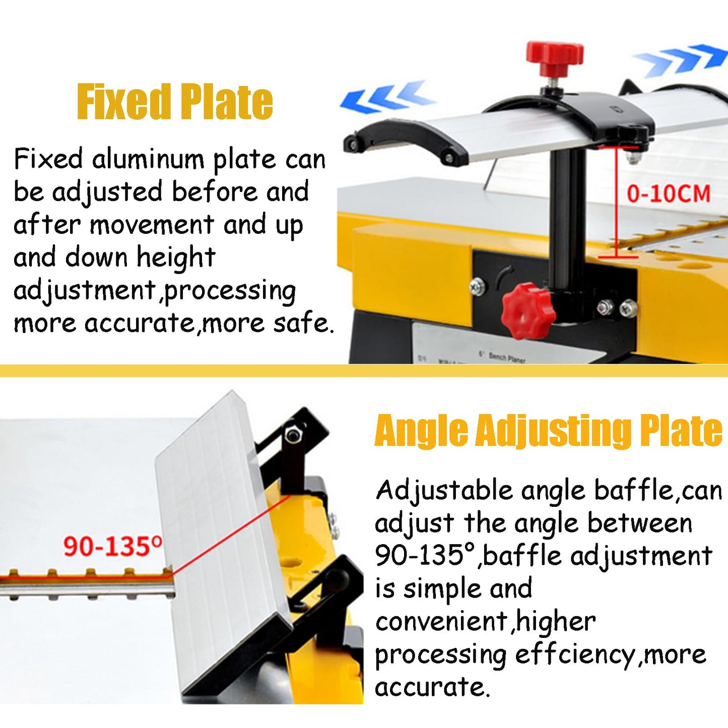 INTBUYING 6 Inch Woodworking Planer Small and Portable Bench Planer 1800W with 155 * 580mm Working Table Low Noise and Low Dust Planing Bench Planer for DIY and Small factories