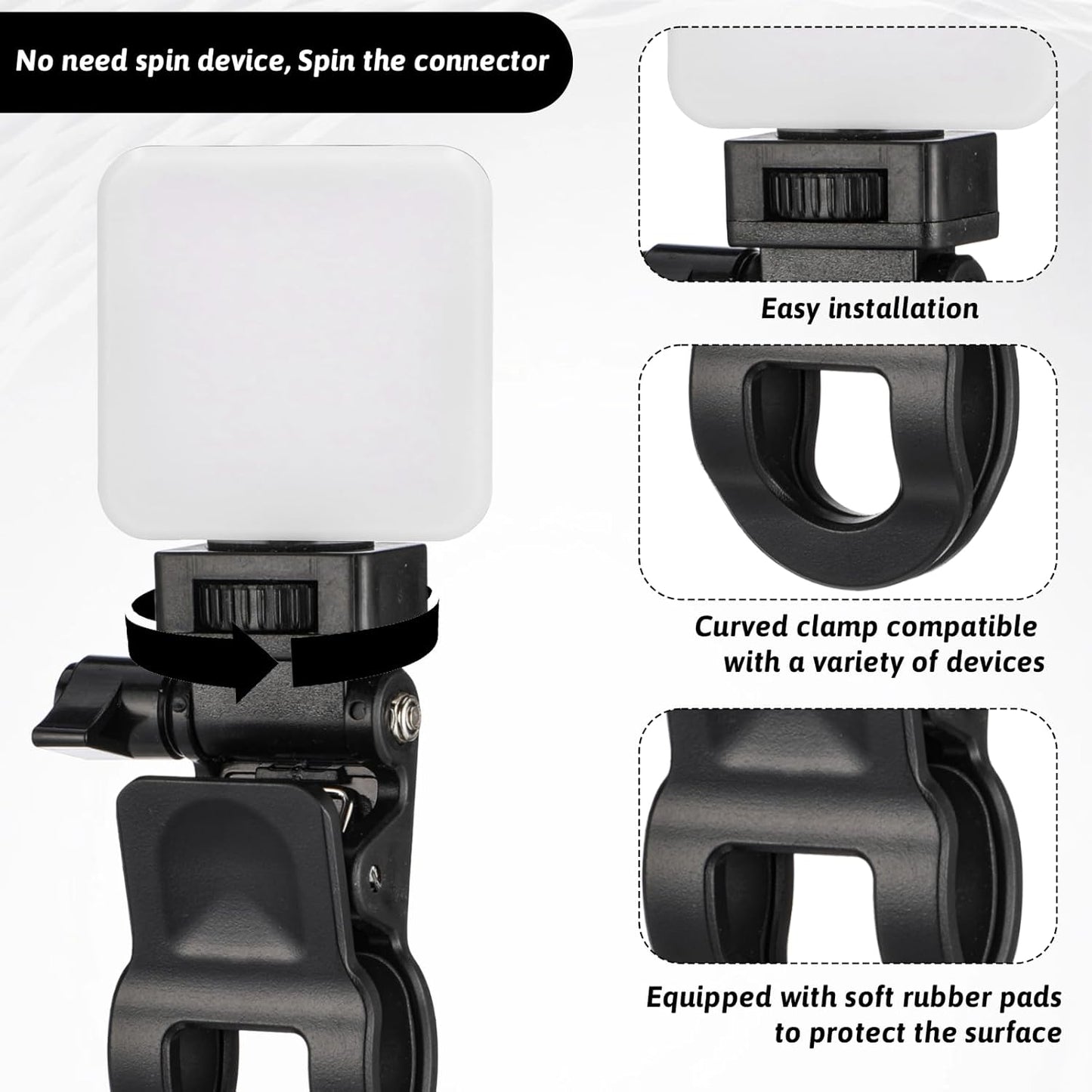 Xelsluthe Monitor Camera Mount Clamp Clip, Ring Light Clip Adapter Replacement Screen LCD Display Top Fill
