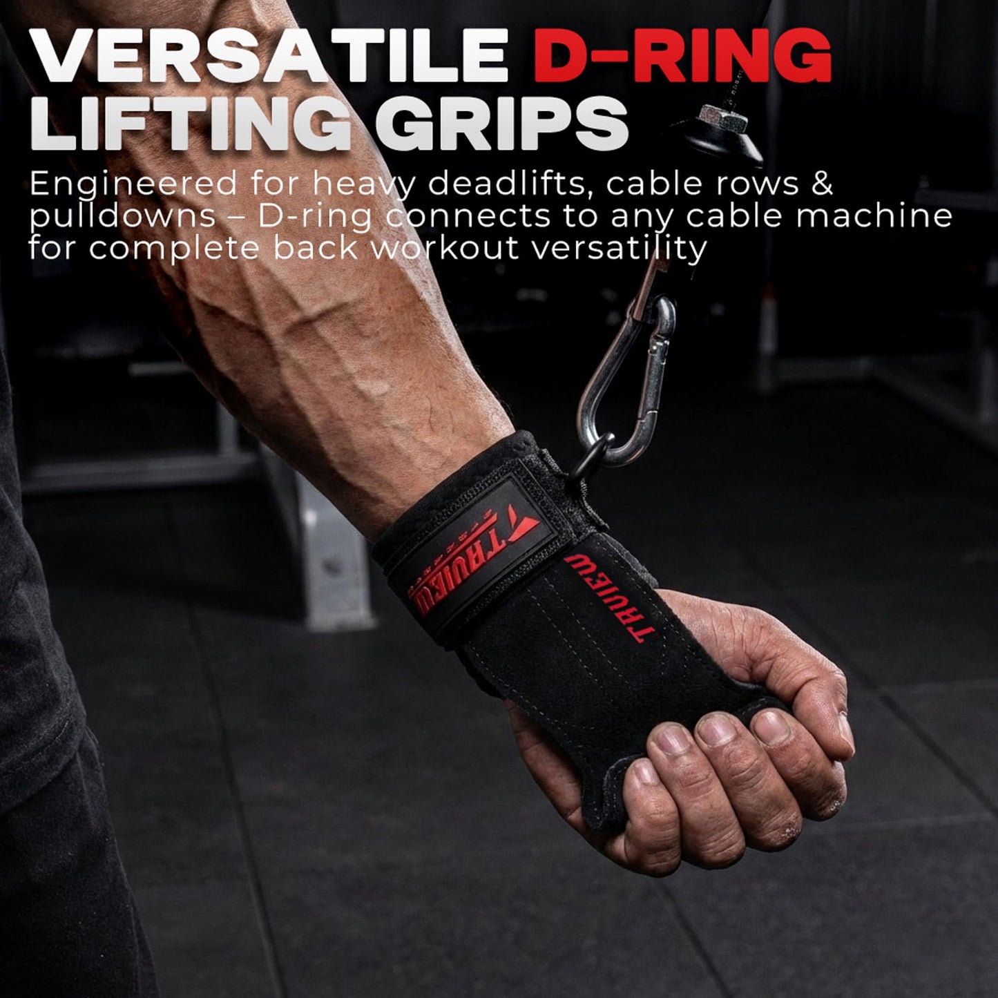 Wrist Straps for Weightlifting With D Ring,Double Layer Leather Wrist Strap For Deadlift And Powerlifting, Adjustable Neoprene Padded Gym Workout Lifting Hooks