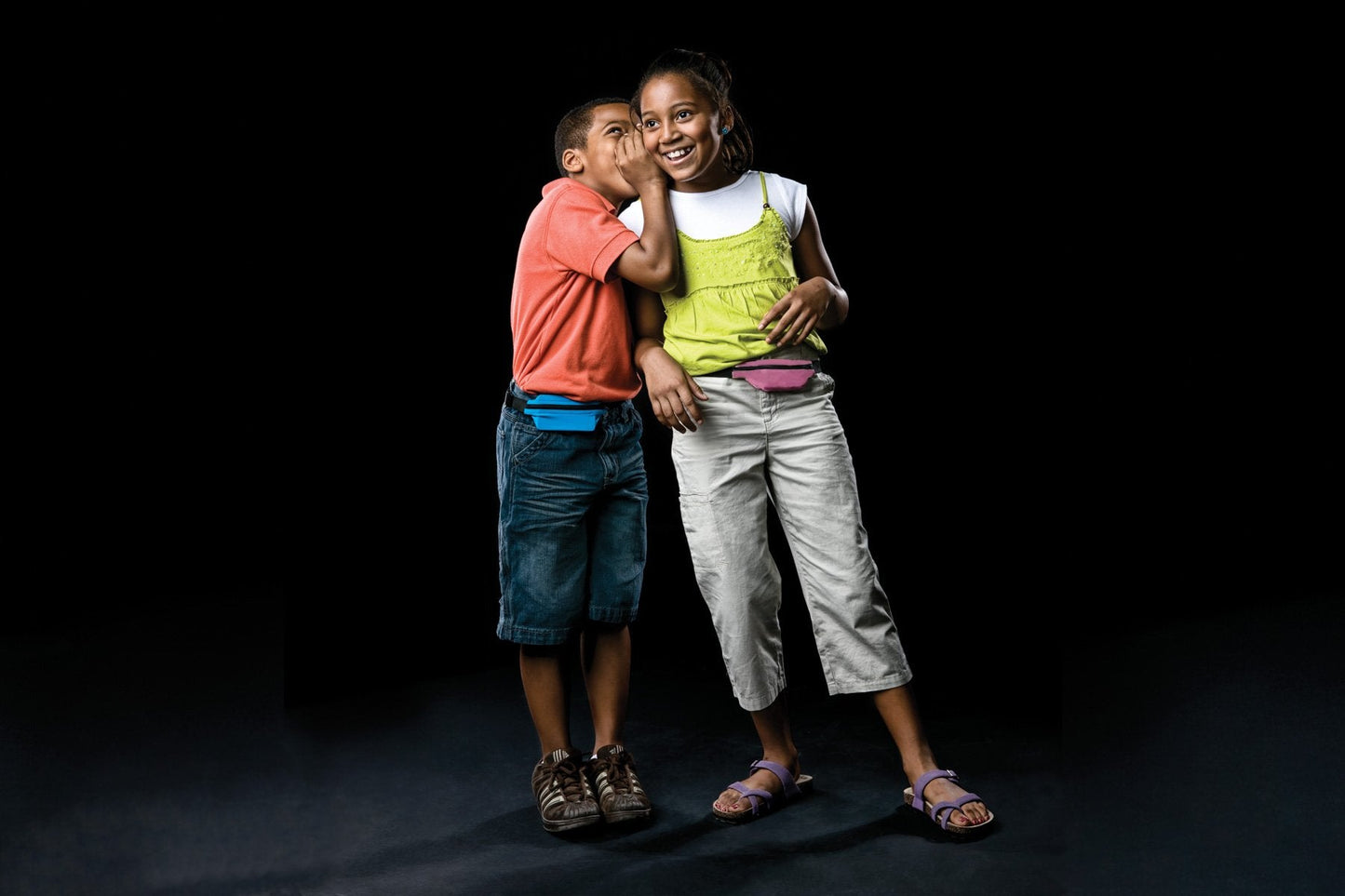 SPIbelt Kids Pocket Belt, Expandable Pocket, Adjustable Waist, No Bounce, No Logo Band, Black with Black Zipper