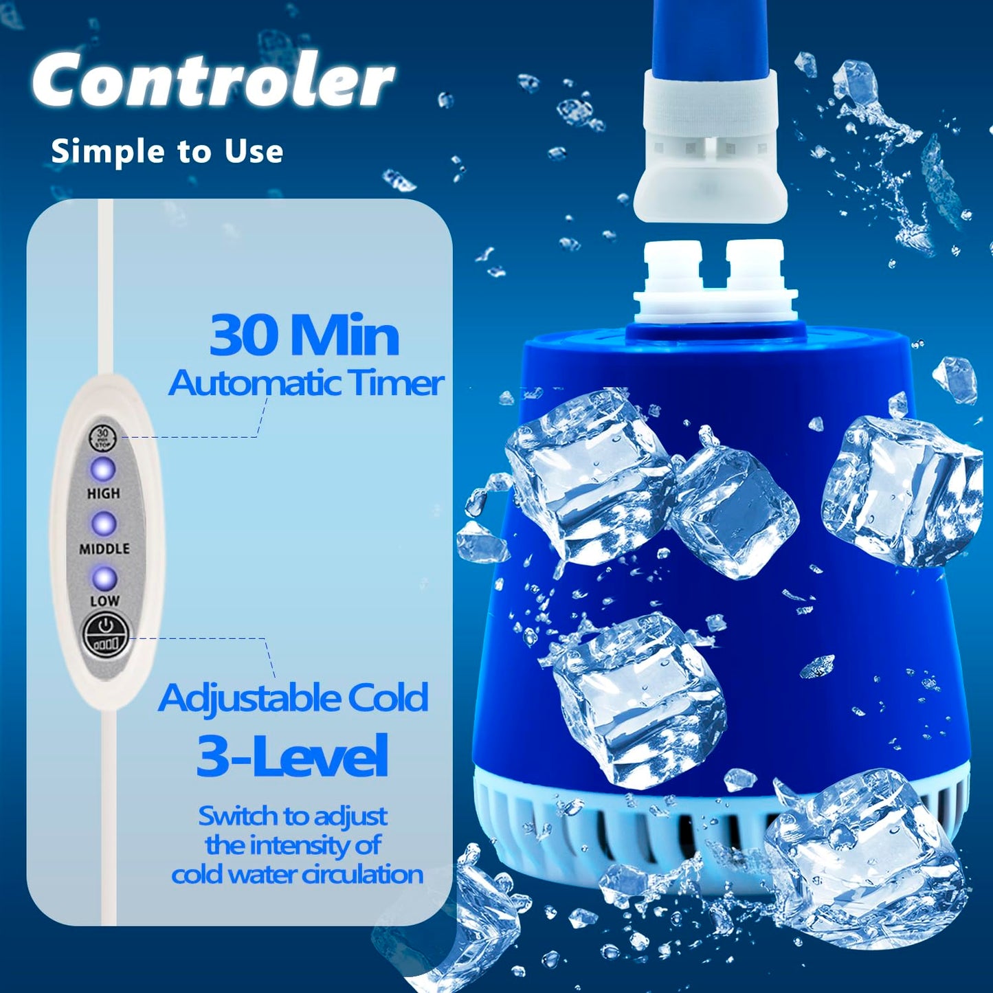 Inmoredo Cold Therapy Machine, Programable Ice Therapy Machine, for Knee Replacement, Post-Surgery Recovery, ACL, Pain Relief, for Sports Injuries, Sprains, Reduce Swelling, Knee Pad