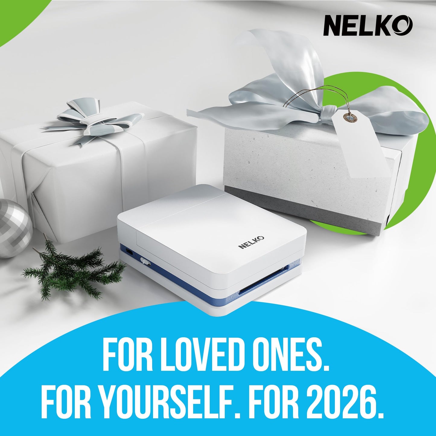Nelko Photo Printer, 2x3 Portable Wireless Smartphone Printer, PP01 Mini Color Instant Inkjet Printer, Sticky-Back Photos, Bluetooth Compatible with iOS & Android, App Editing, White