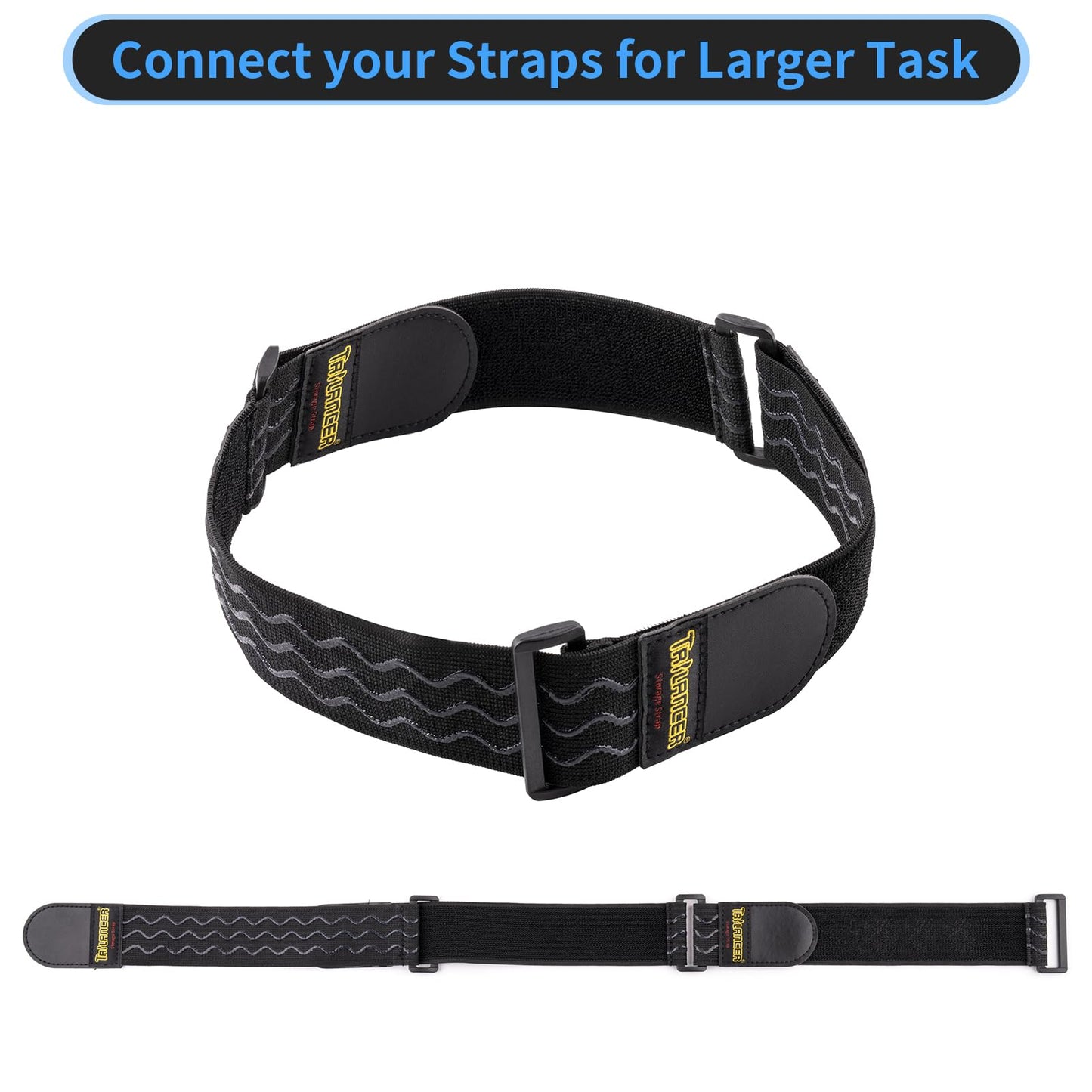 Trilancer Elastic Cinch Straps with Anti-Slip Strips, 12 "x 2"(8 Pack) Heavy Duty Multipurpose Hook and Loop Straps for Extension Cords, Cables, Ropes, Hoses, Bike, Pant Garters