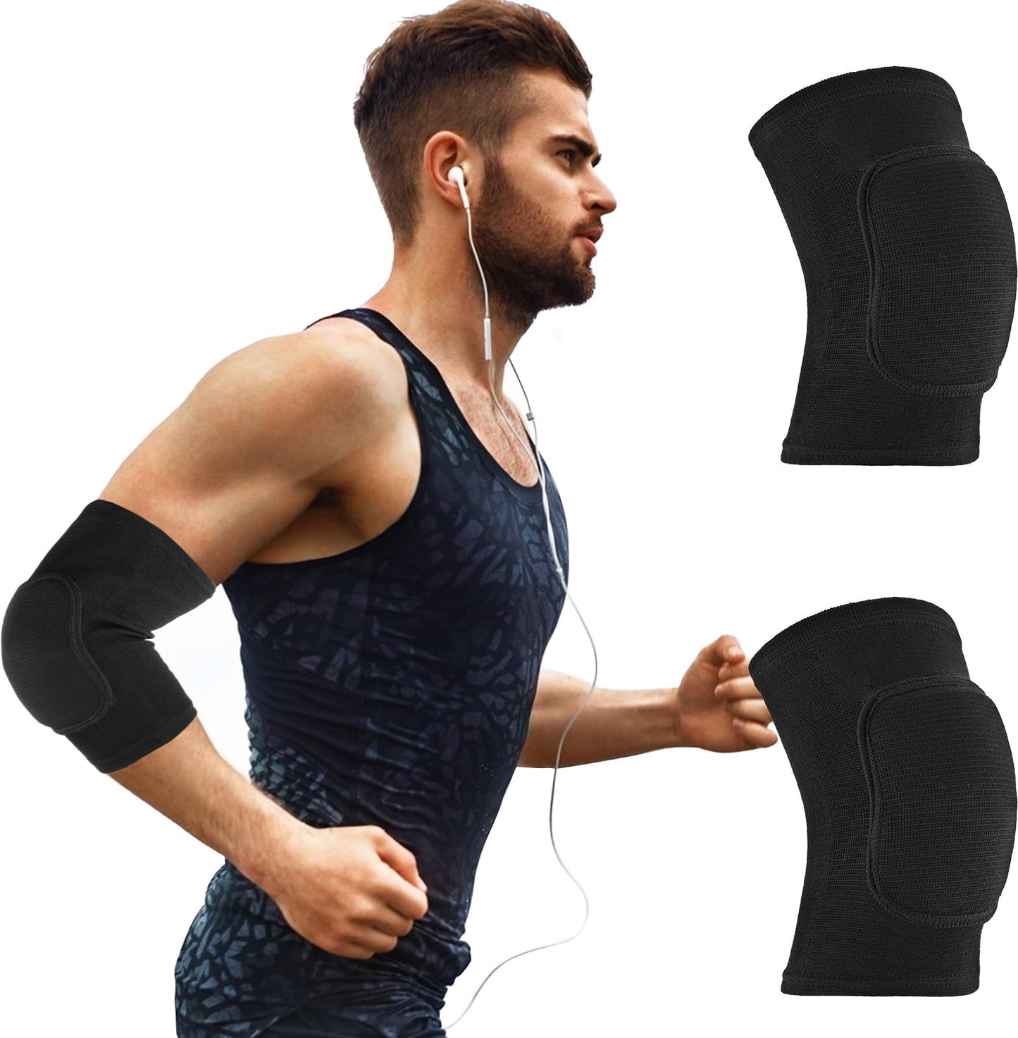 COMNICO Elbow Brace Sponge Fitness Elbow Support Compression Sleeve Breathable Anti-Collision Protective Arm Pads Strap Band for Workouts Tendonitis Arthritis Tennis Volleyball Basketball Golfers(M)