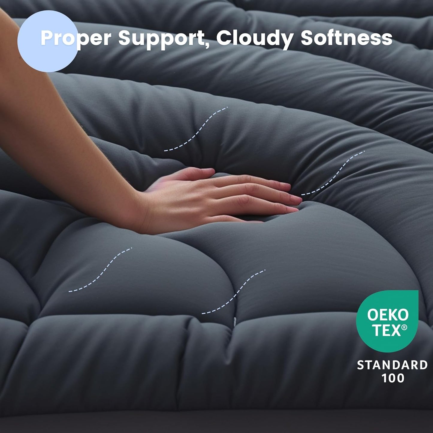 Waterproof Mattress Pad Queen, Quilted Fitted Queen Mattress Topper, Five-Layers Noiseless Mattress Protector Cover with 8"-21" Deep Pocket, Machine Washable, Grey, 60x80