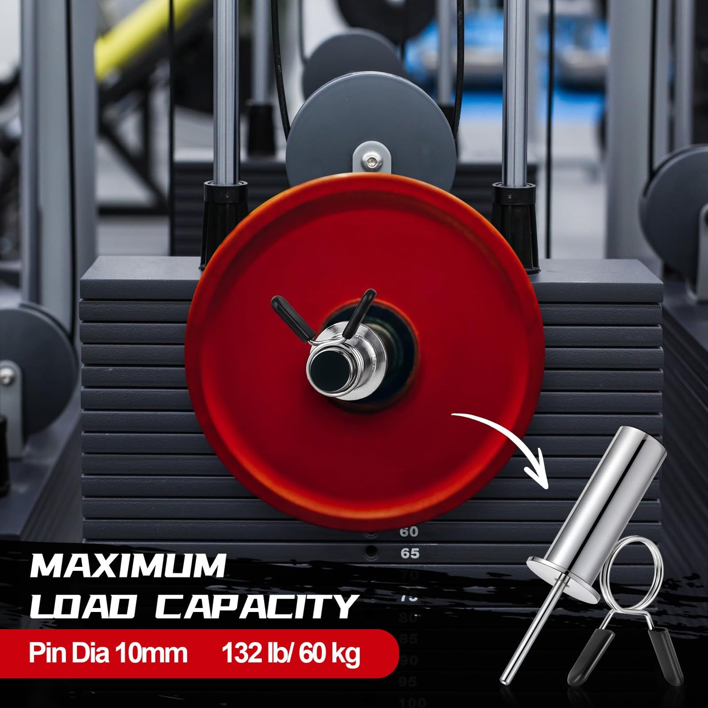 Lasnten 2 Pcs Weight Stack Pin Extender Gym Pin with Spring Clip Collar for 2 Inch Weight Plate Cable Strength Exercise Machine Gym Training Home Fitness Equipment (Silver)