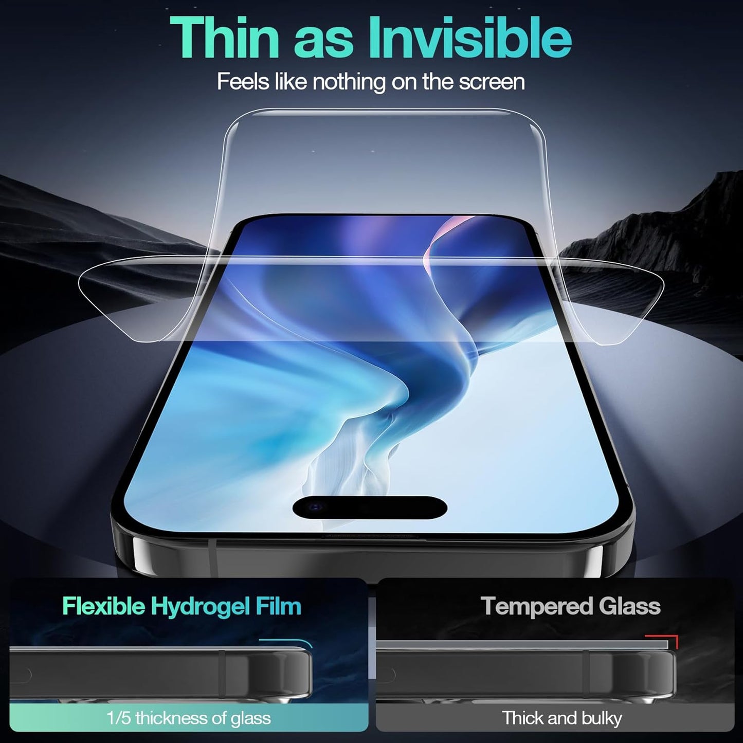 3 Pack 17 17 Flexible Film for iPhone Pro Max Screen Protector[NOT GLASS], Non-breakable Soft TPU Hydrogel Film