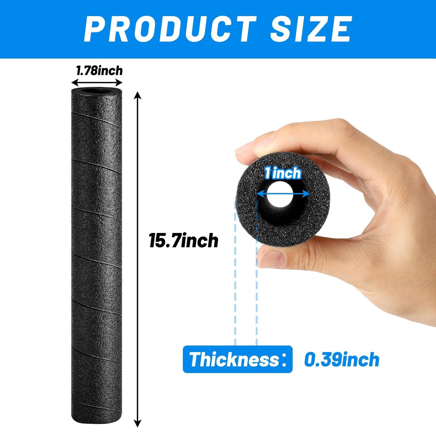 UCandy 4 Pack Pipe Insulation Foam Tube, 15.7" Black Pool Noodles Foam Pipe Wrap Protection Multi-Purpose Soft Foams Tubing for Winter Water Pipes and Outdoor Indoor Pipe or Swimming Pool Handle