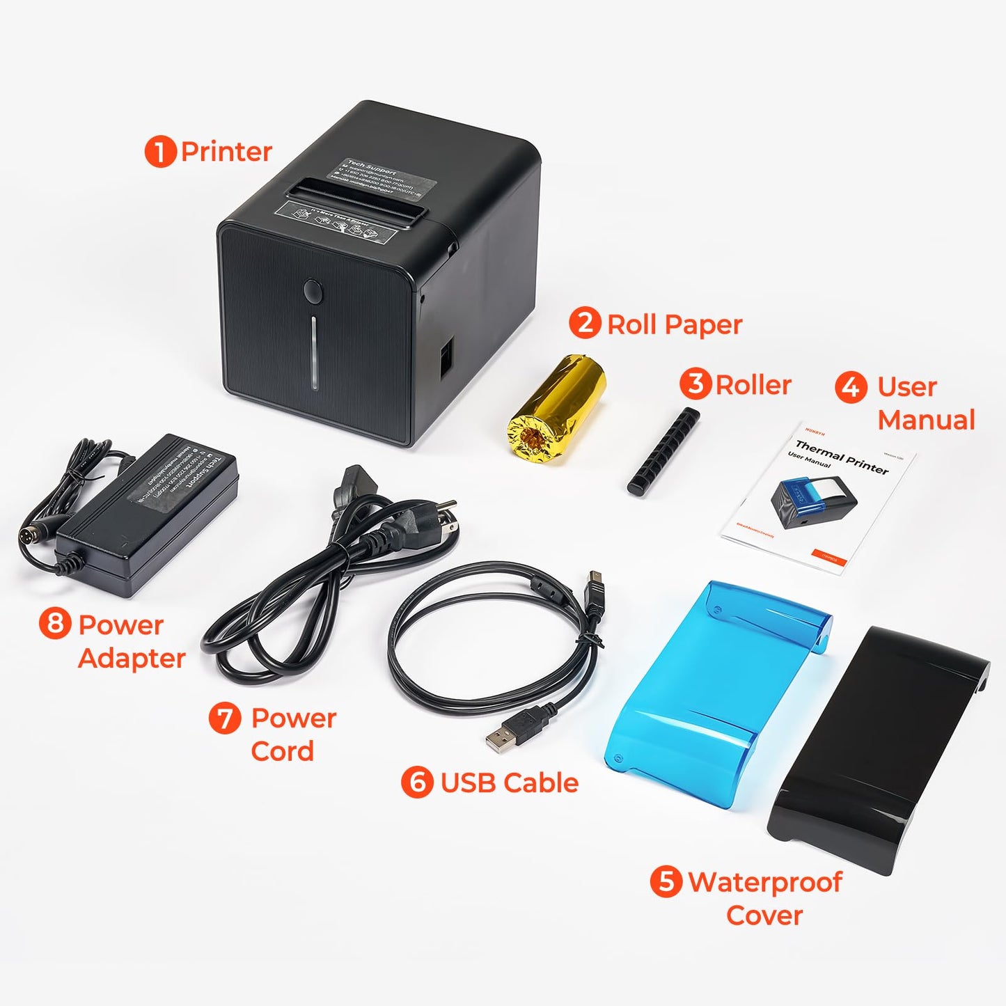 MUNBYN WiFi Receipt Printer with USB Port, 80mm POS Printer Works with Mac Windows Chromebook Linux Cash Drawer, ESC/POS (P047 WiFi), Do Not Support Square Paypal Zettle Shopify Kyte Bluetooth