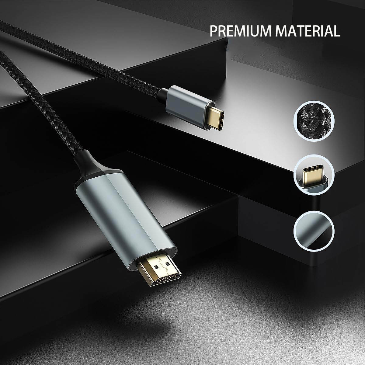 17 16 15 6.6FT, 1080P USB-C to HDMI Adapter Cable for iPhone / / HD, YouTube to TV Output Compatibility, Projector