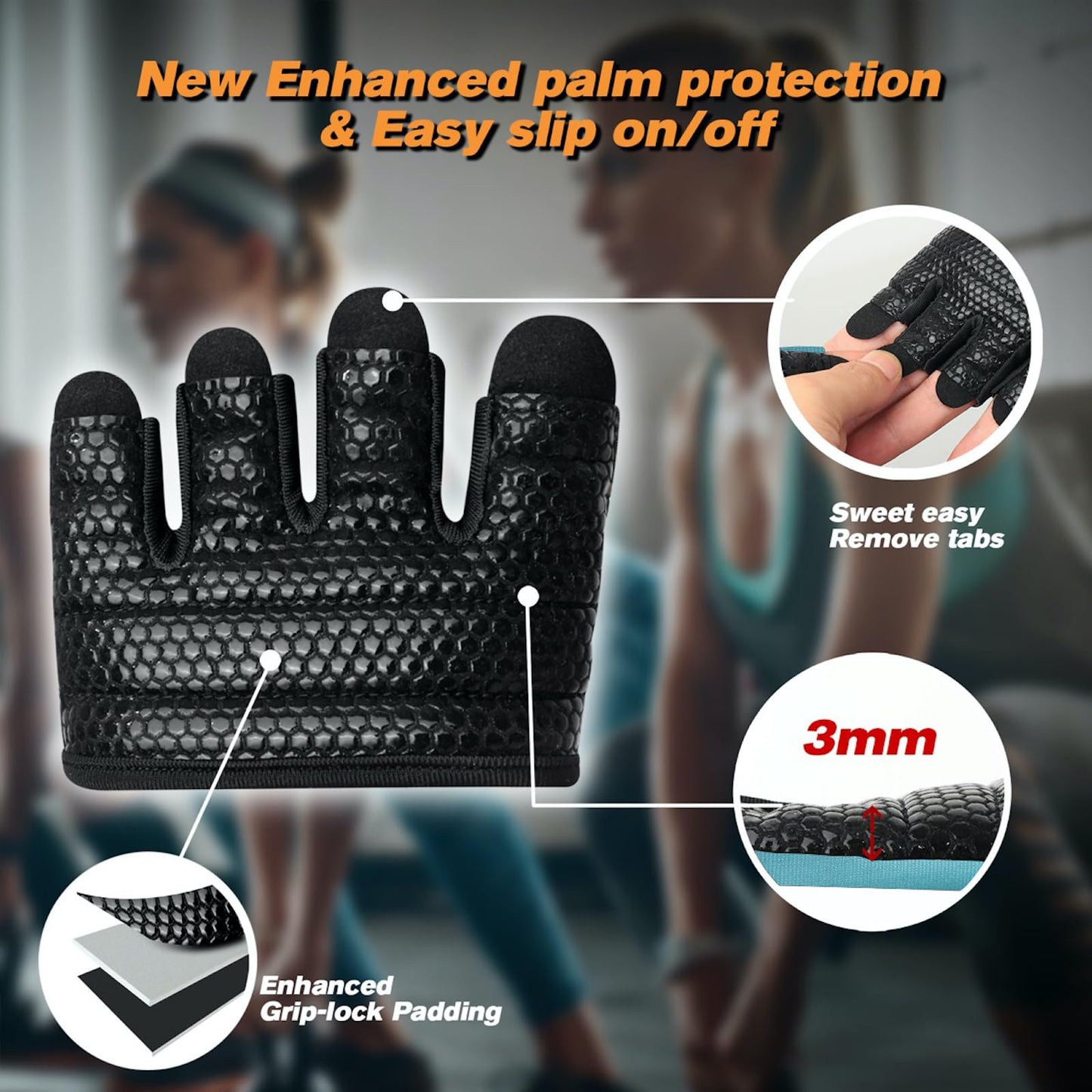 RYMNT Minimal Workout Gloves,Short Micro Weight Lifting Gloves Grip Pads with Full Palm Protection & Extra Grip for Men Women Weightlifting,Gym,Cross Training,Powerlifting,WODs.Aqua-Small