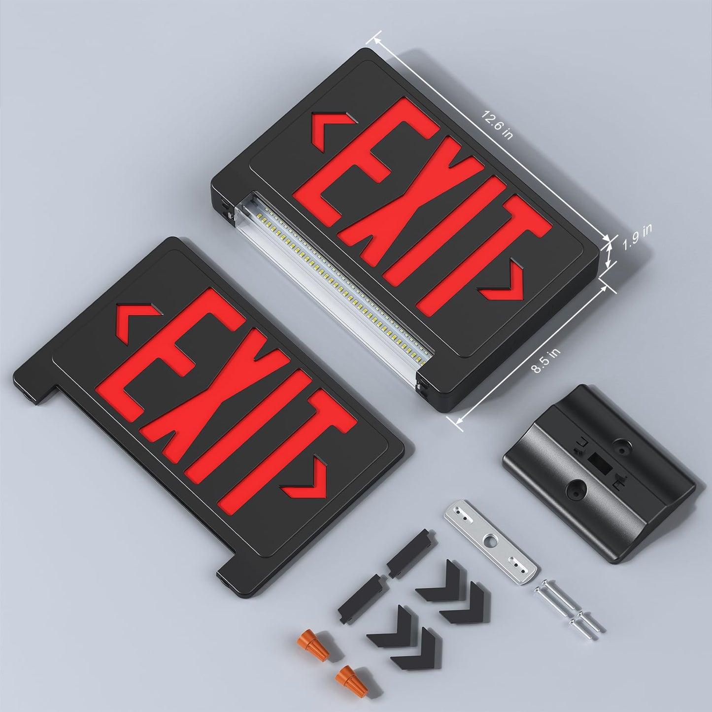 Exit Signs with Emergency Lights Battery Backup, UL Listed Double-sided Exit sign with Adjustable Light Pipe, Hardwired Compact Commercial Lighted Exit Sign, 120/277V Top/Side/Wall Mount (1 Pack)
