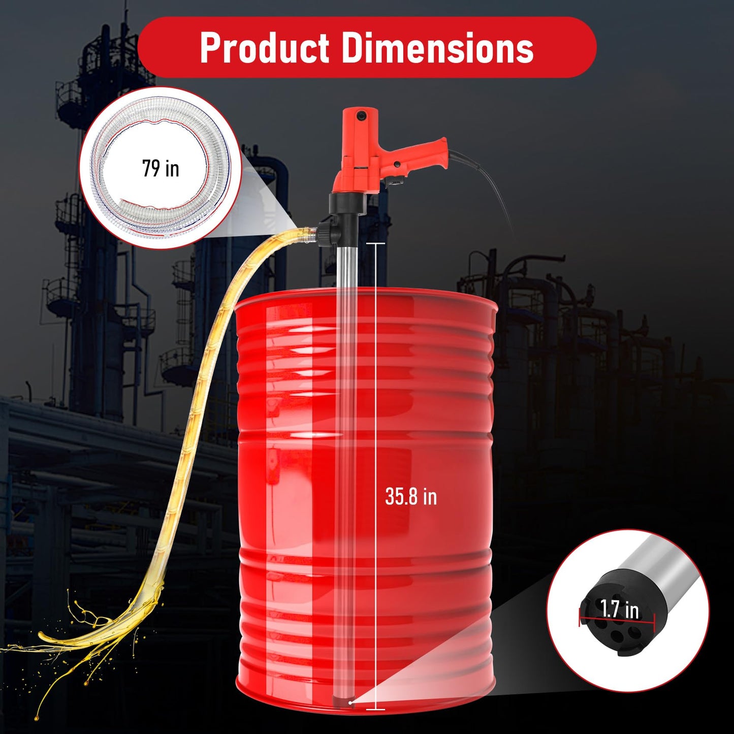 2480W Electric Fuel Transfer Barrel Pump, 110V High Power