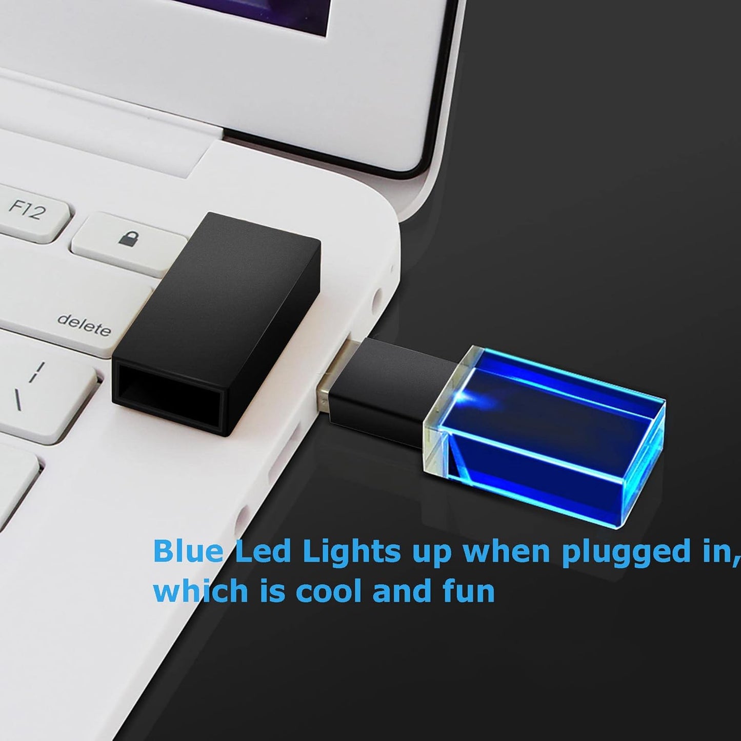 SHARE SUNSHINE 64GB Flash Drive Crystal Transparent Rectangle Genuine Glass LED Light Waterproof USB Clear Thumb Stick