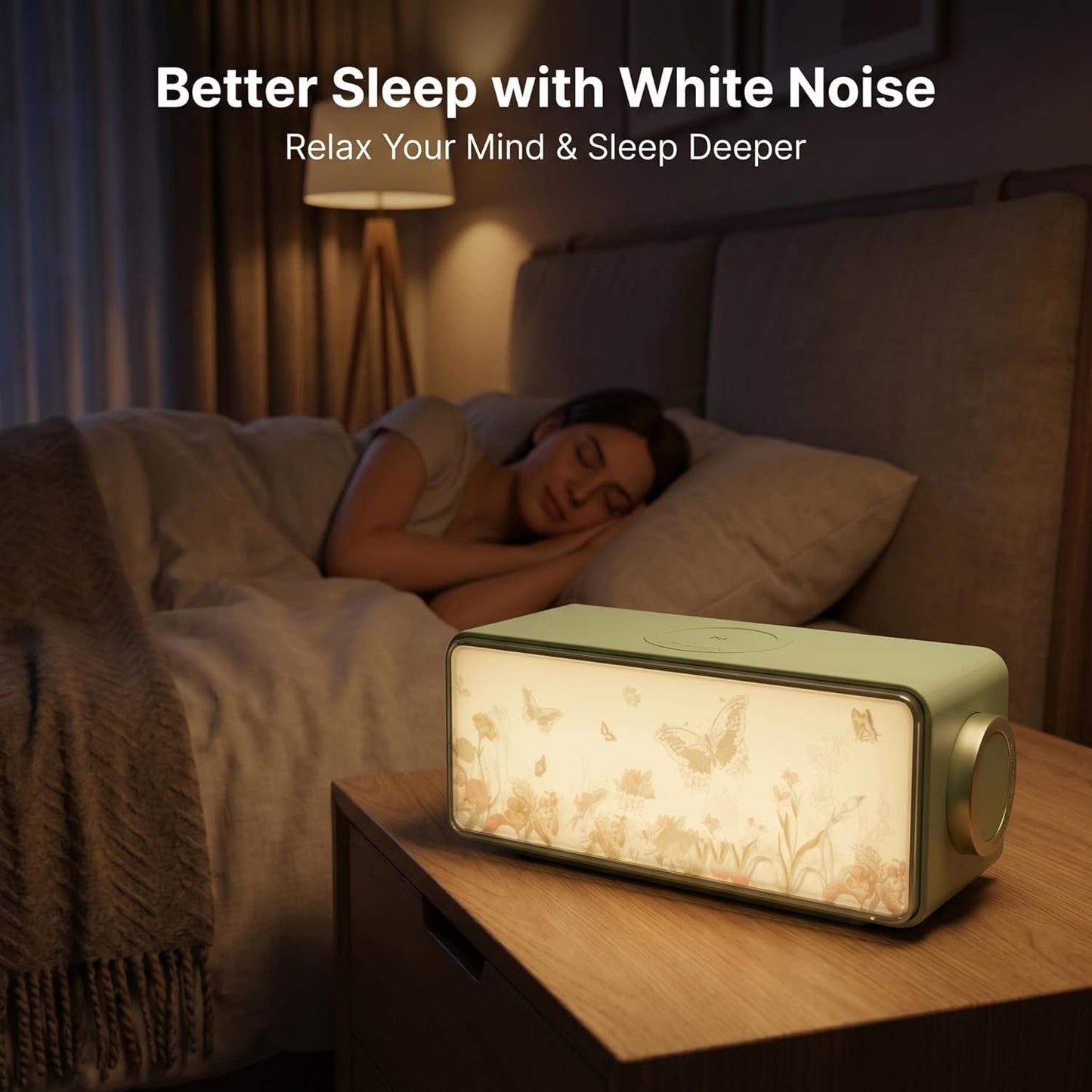 Sleeping4-in-1 DUSVALLY Bluetooth Speaker with Fast Wireless Charger, Adjustable Night Light for Bedroom, Pillow