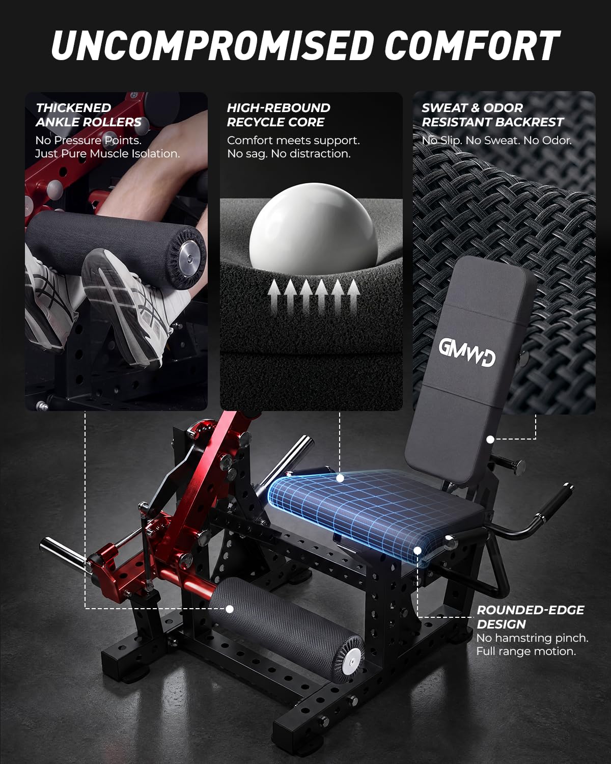 GMWD Leg Extension and Curl Machine LE08 2.0, Adjustable Leg Curl Machine with Plate Loaded, Seated Leg Extension and Lying Curl Machine for Home Gym, Leg Workout Equipment