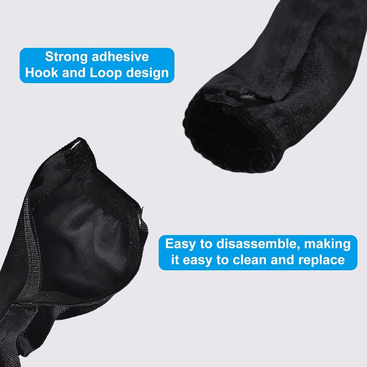 Antique House 2 Pack 3.28 Chandelier Chain Cover Touch Fasteners Black Feet Brushed Polyester Fabric Chain Sleeve