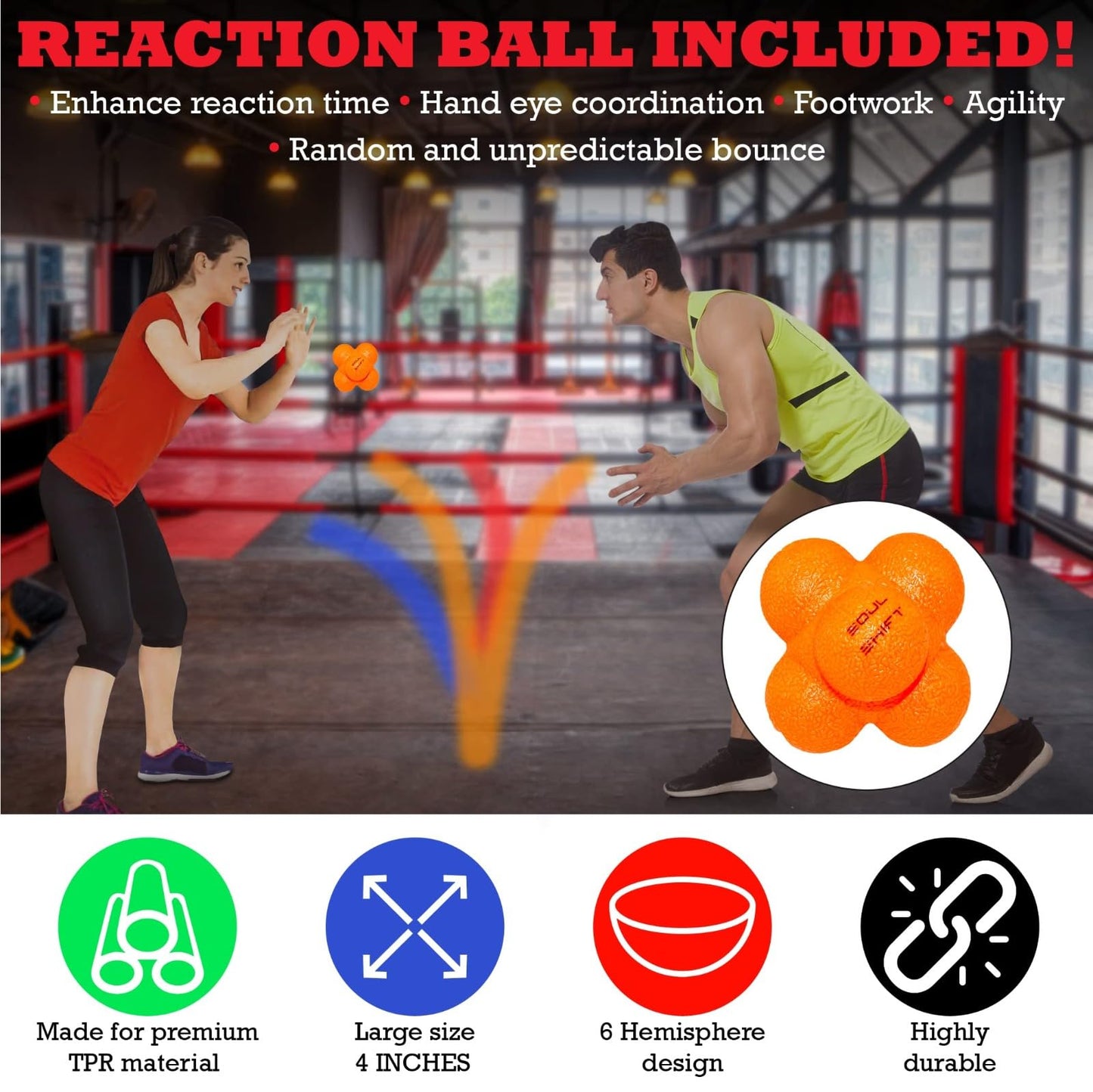 Soul Shift Boxing Reflex Ball – 4-Level Family Training Pack | Safety Glasses + Reaction Ball + 2 Headbands | Improve Focus, Reflexes, Agility & Hand-Eye Coordination | MMA