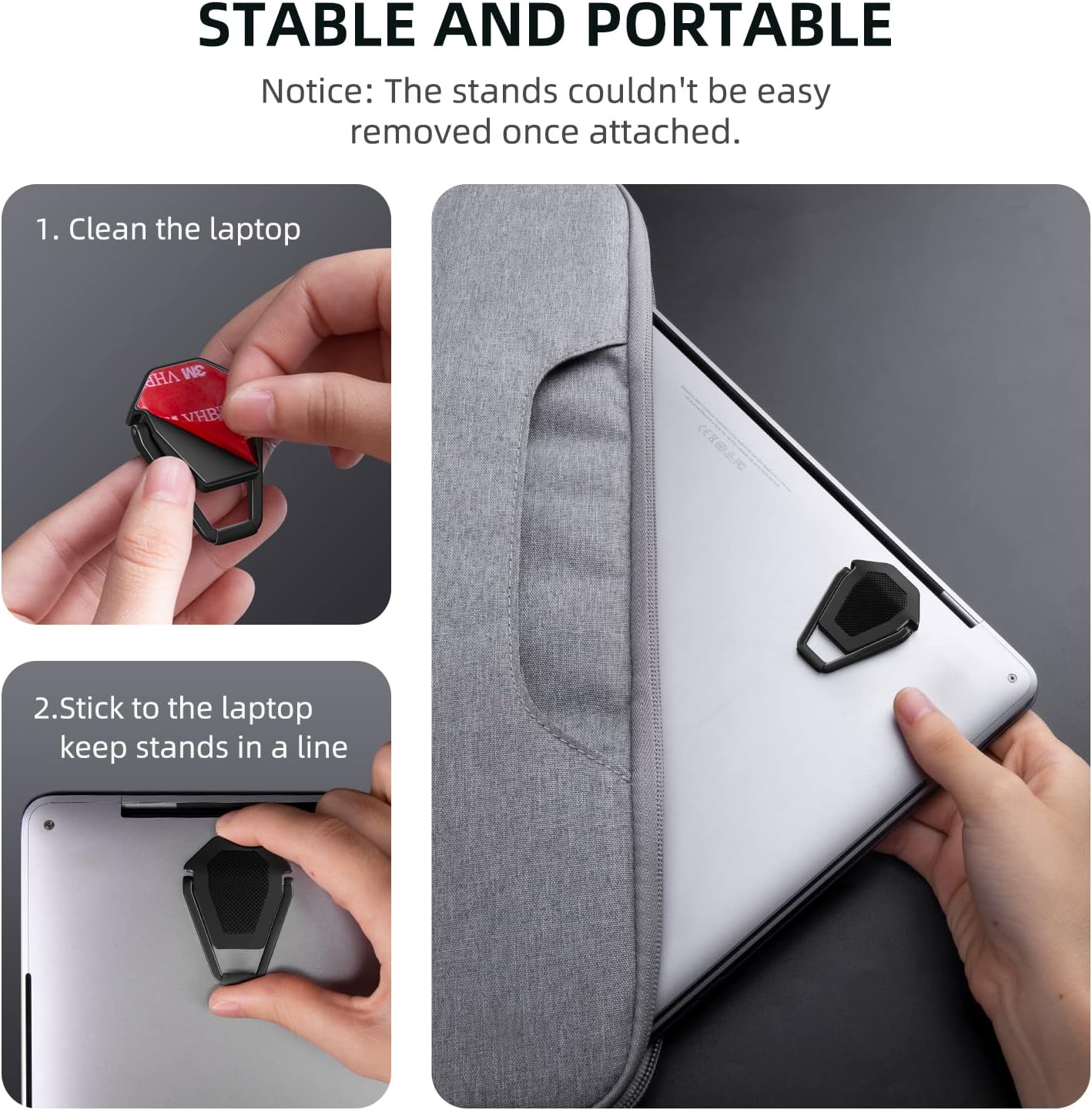 ZELMINE 10-15.6 Inches Laptop Stand for Desk, Portable Anti-Slip Keyboard Riser, Zinc Alloy Keyboard Stands, Computer