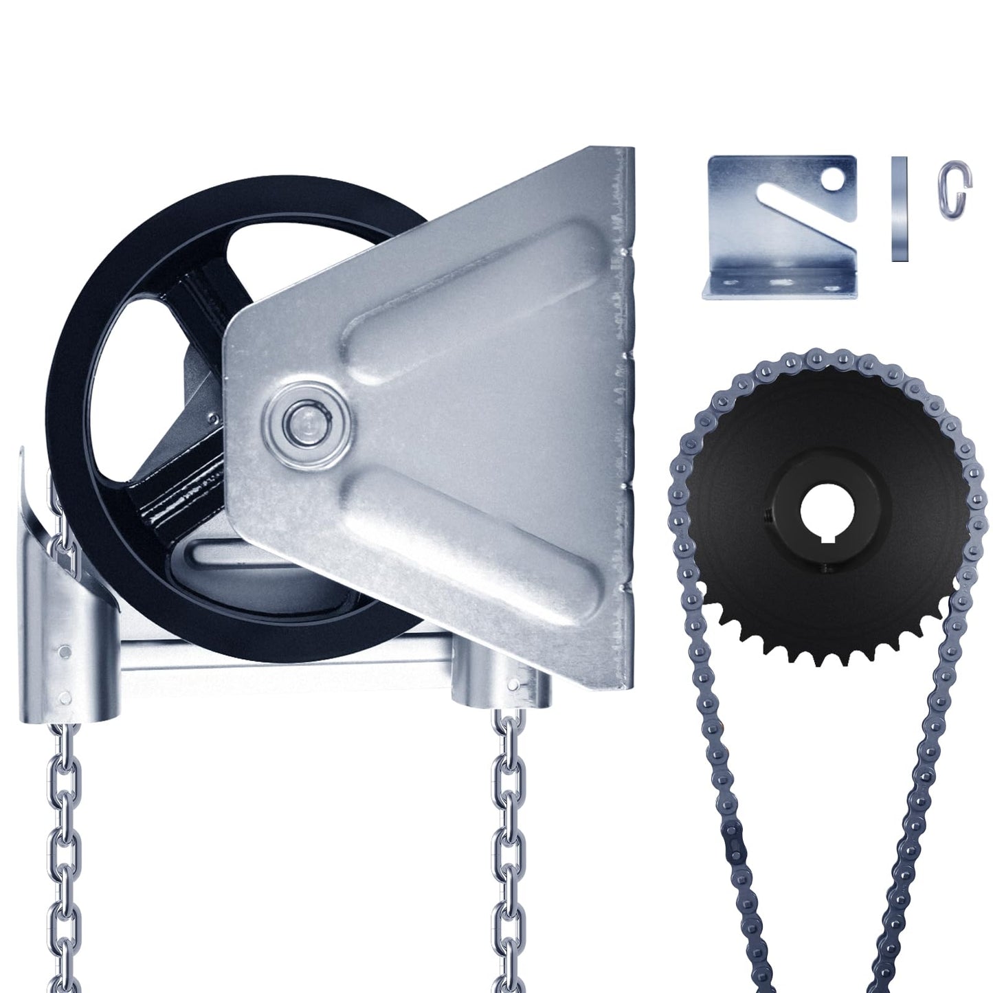 LAJIAOZ Garage Door Chain Hoist - 4:1 Reduced Drive Heavy Duty Hoist for Roll Up Doors and Jackshaft Garage Door Openers