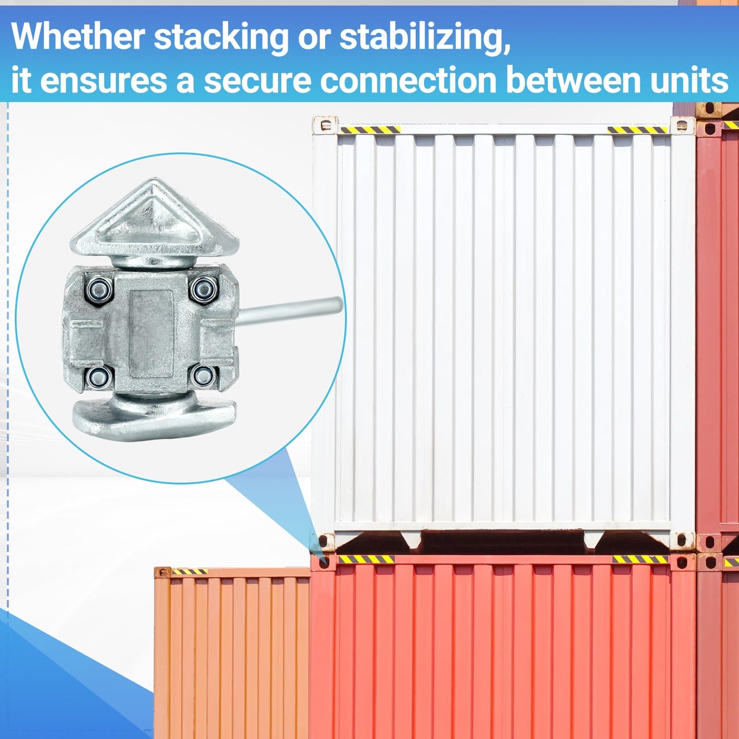 Gisafai 4 Pcs Sea Rail Shipping Container Connection Fastening Intermediate Twist Standard Shipping Container Lock Manual Twist Lock Left Right Hand Locking Casting Steel, No Lever Required