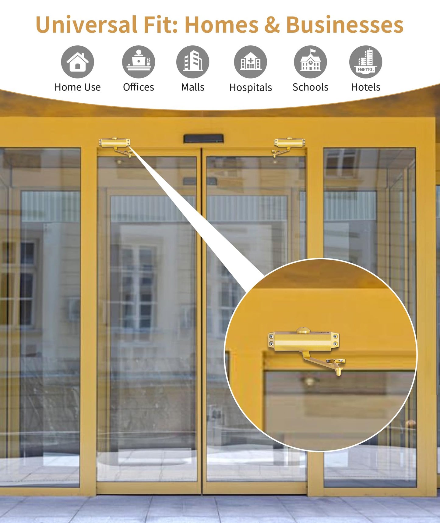 Baridwon Dullgolden Hydraulic Door Closer Medium Size, Automatic No Slam for Home & Commercial Use