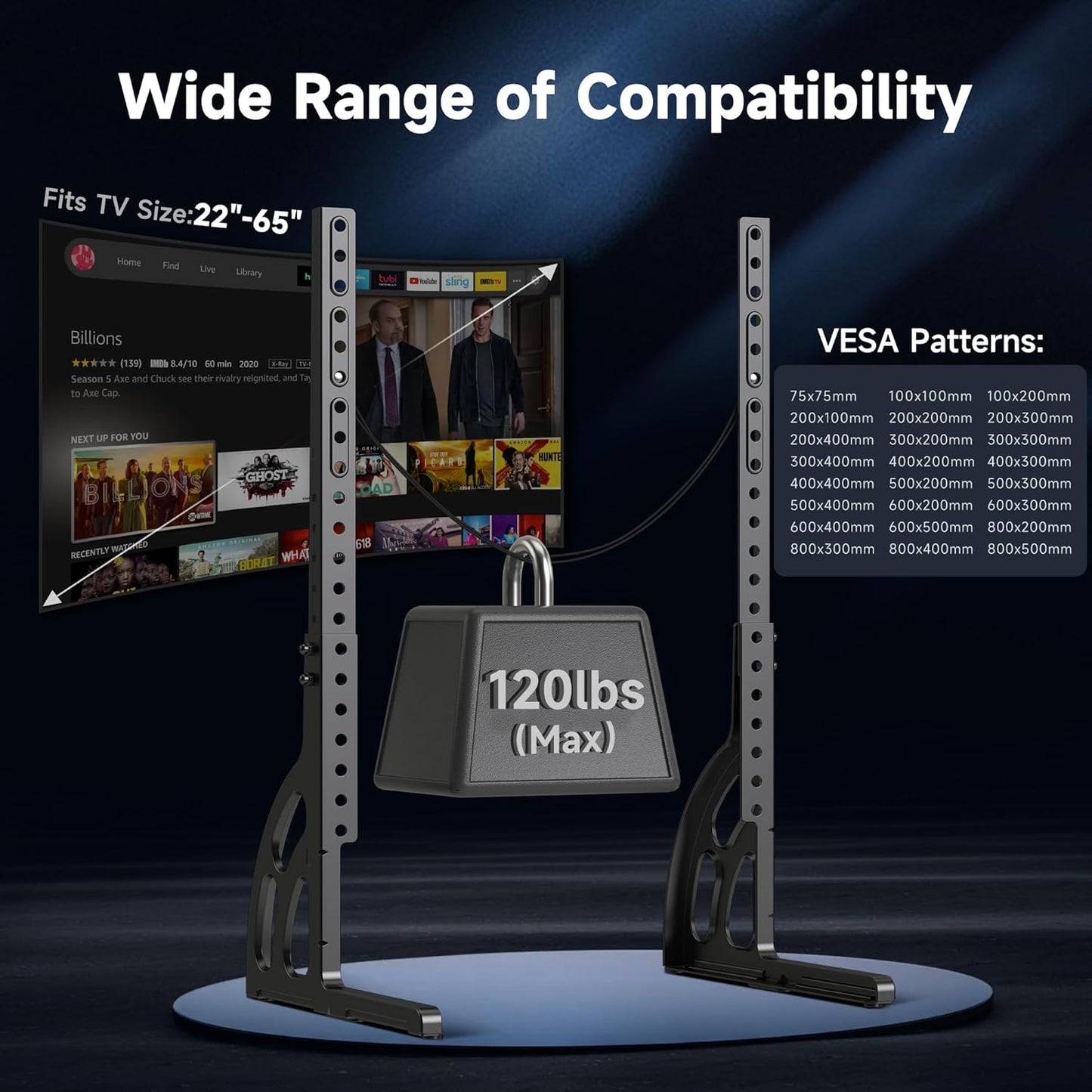 XINLEI 22 65 inch 800x500mm, 120lbs ML1760E Universal Table Top TV Stand for Most to LCD LED Plasma Flat Screen TVs