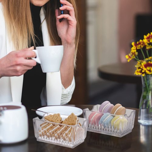 ELLDOO Set of 4 Sugar Packet Holder, Acrylic Sugar Bowl for Restaurant, Tea Bag Organizer Sweetener Packets Storage, Small Condiments Packet Holder Sugar Caddy Dispenser for Countertop Coffee Bar