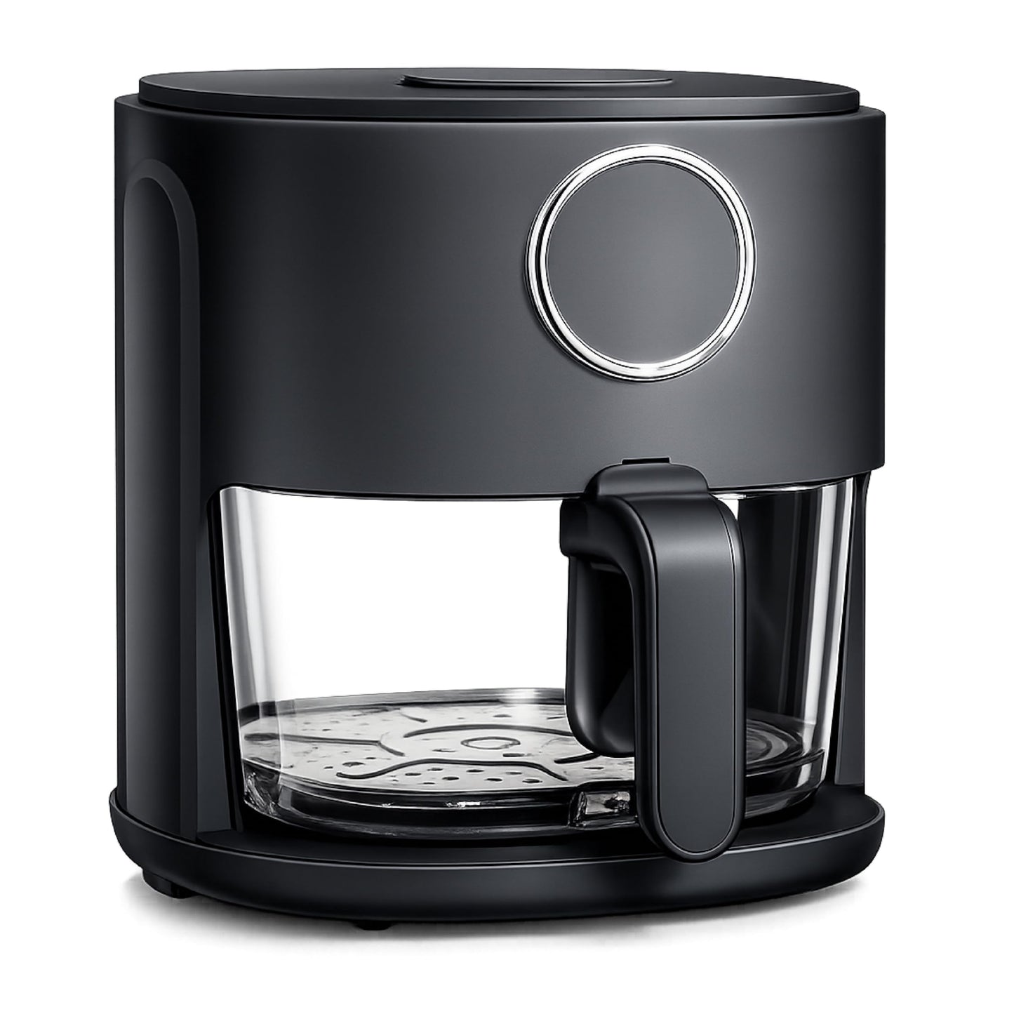 COOK WITH COLOR Colorful 1200W 4Qt Air Fryer: Glass Basket, Dishwasher Safe, 60min Timer, 6 Presets, Temp Control 175F-400F, 4 QT, Black
