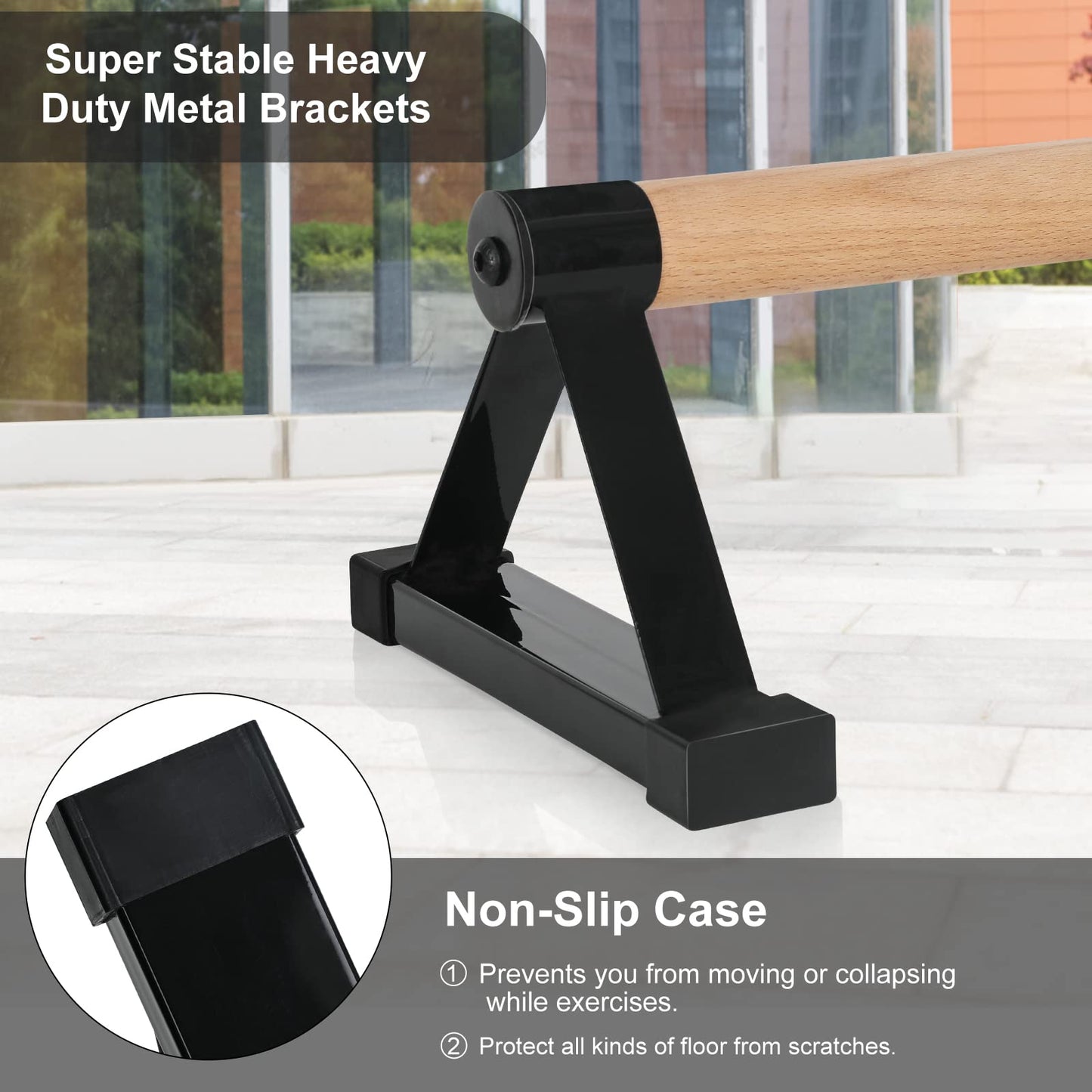 Wood push up bars Parallettes bars Anti-slip Handstand Bars for Calisthenics, Fitness, Floor workouts Solid Wood with Sturdy Metal Bracket, Support 600 LBS