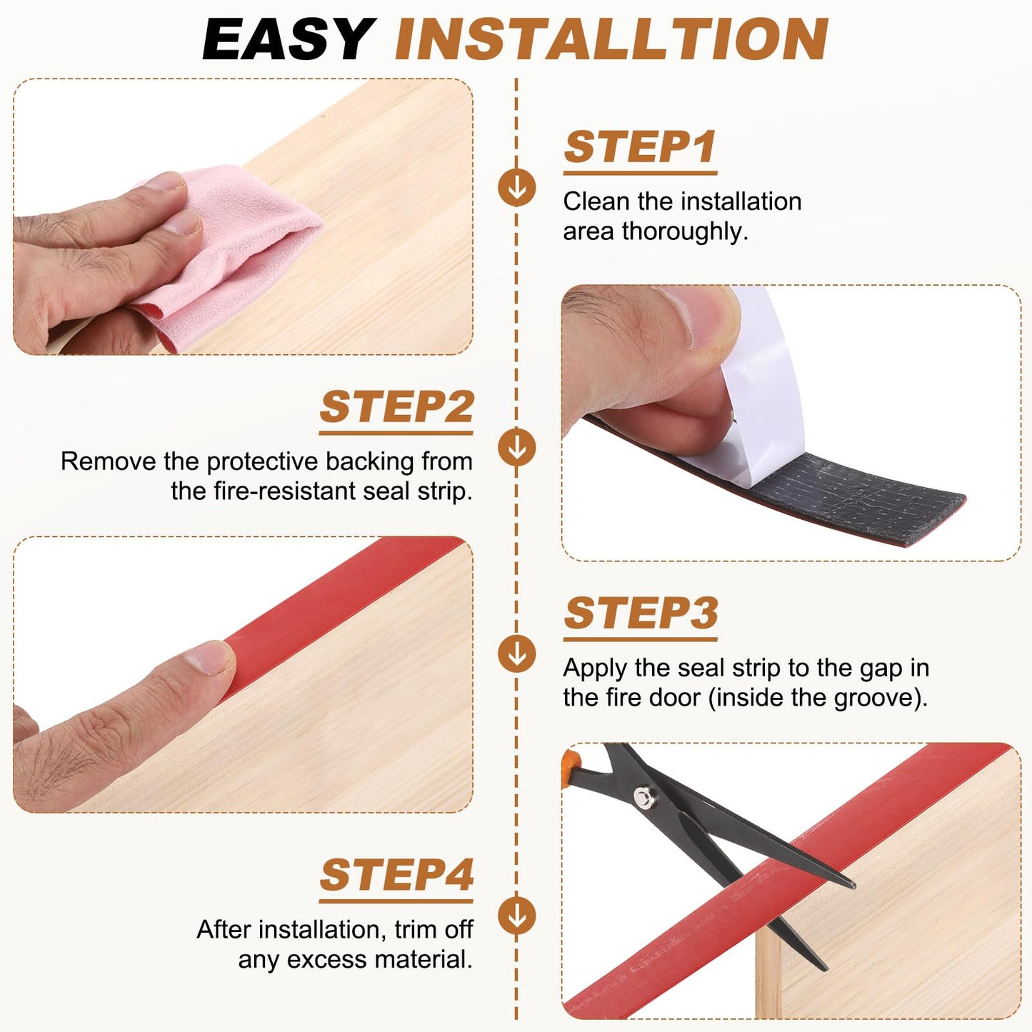 PATIKIL Smoke Fire Seal Strip, 16.4 Feet Expandable Door Seal Tape Self Adhesive Graphite Rubber Composite Material for Fire Rated Windows Steel Doors, 0.59" W x 0.08" T, Grey