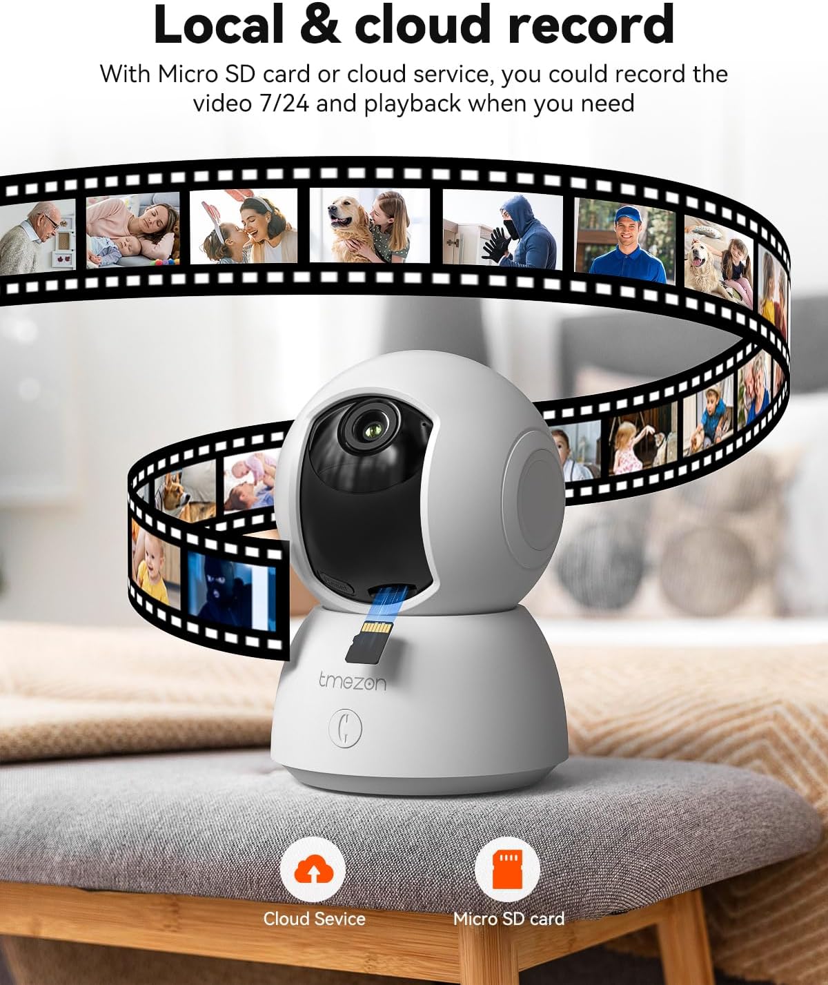 TMEZON 2K,Pan/Tilt 3MP 360 Indoor Security Camera Wi-Fi Pet Camera with Vicohome App WiFi IP HD Baby Camera