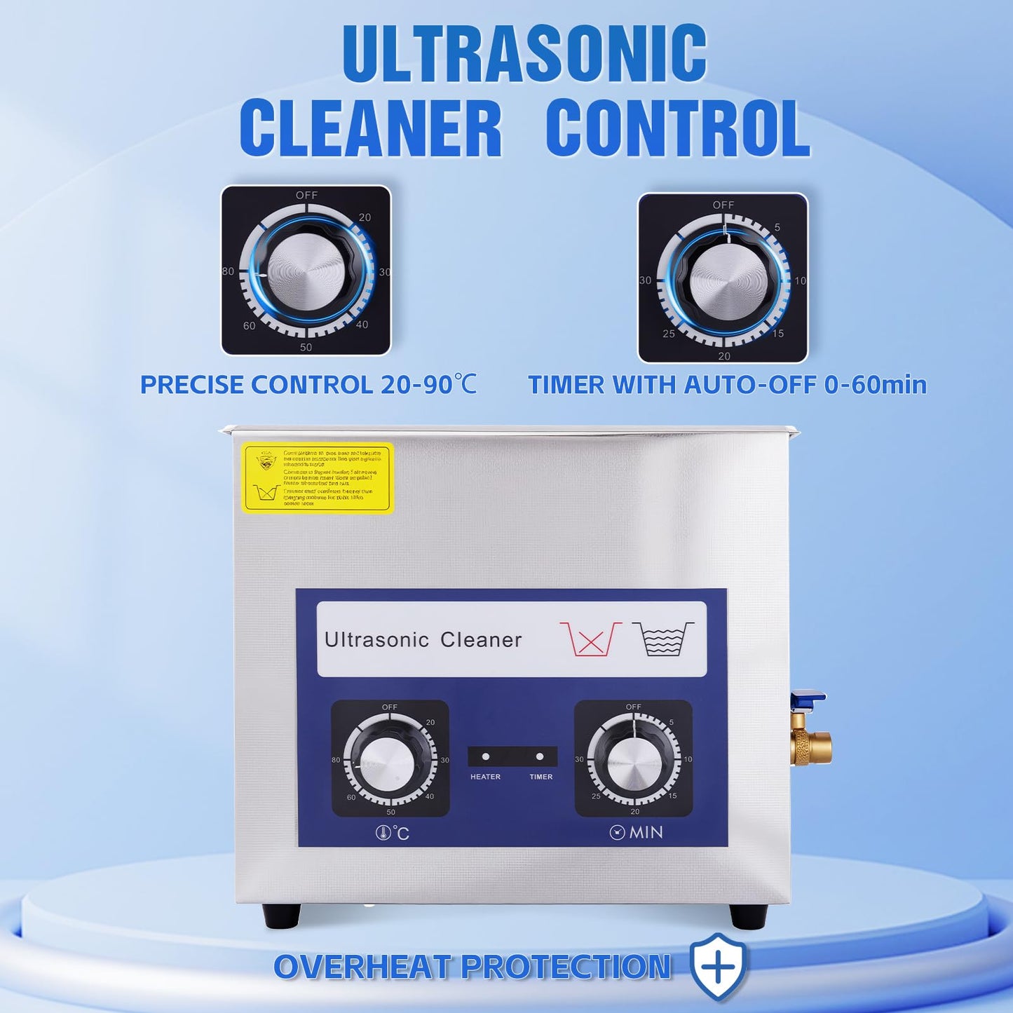 DACAT-RICHFU 6.5L Ultrasonic Cleaner Machine with Heater Timer, 180W Stainless Steel Ultrasonic Washing Machine, 40KHz Sonic Jewelry Glasses Parts Washer for Jewelry Eyeglasses Tools Parts