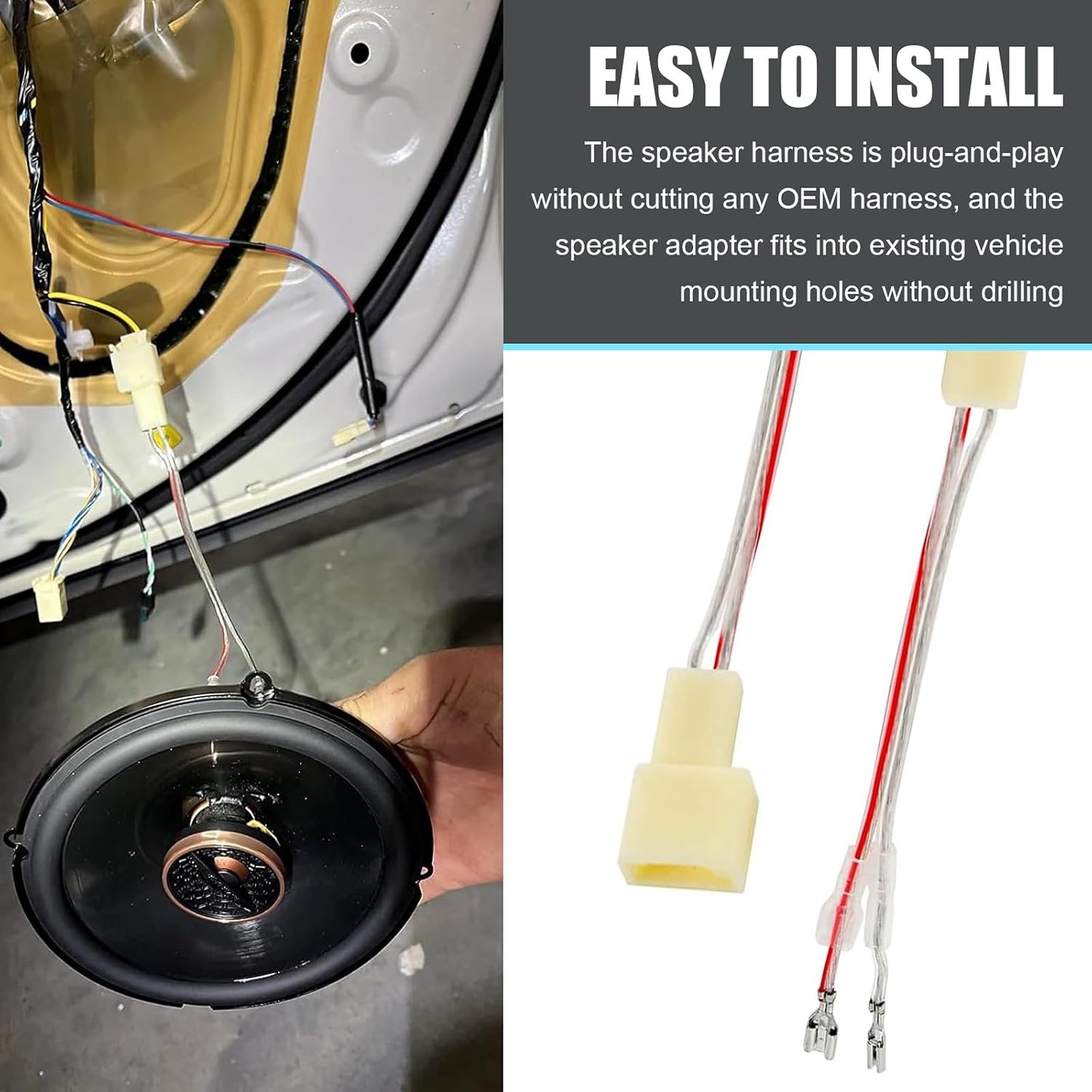 MLY 4 2-Pin PCS Car Door Speaker Wiring Harness Adapter, Plug and Play with Copper Terminals, Compatible