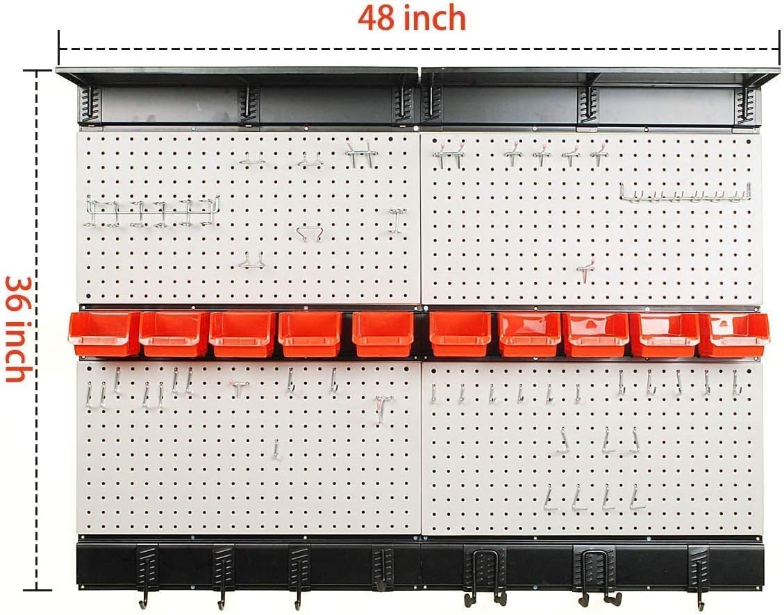 Ultrawall Pegboard Wall Organizer - 48 X 36 Inch Garage Storage Solution with 72 Hooks & Bins